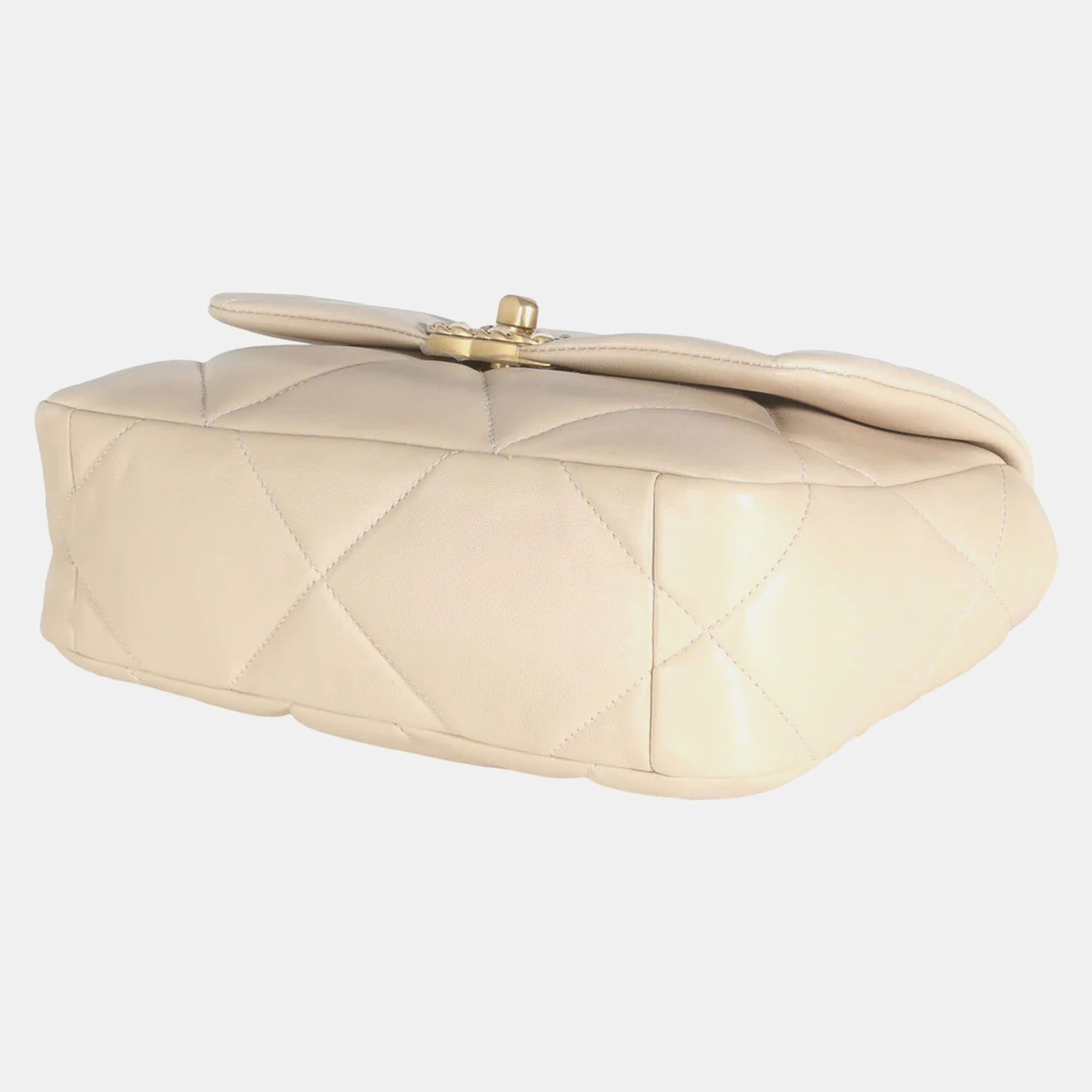 Chanel Beige Quilted Lambskin Small Chanel 19 Flap Bag 