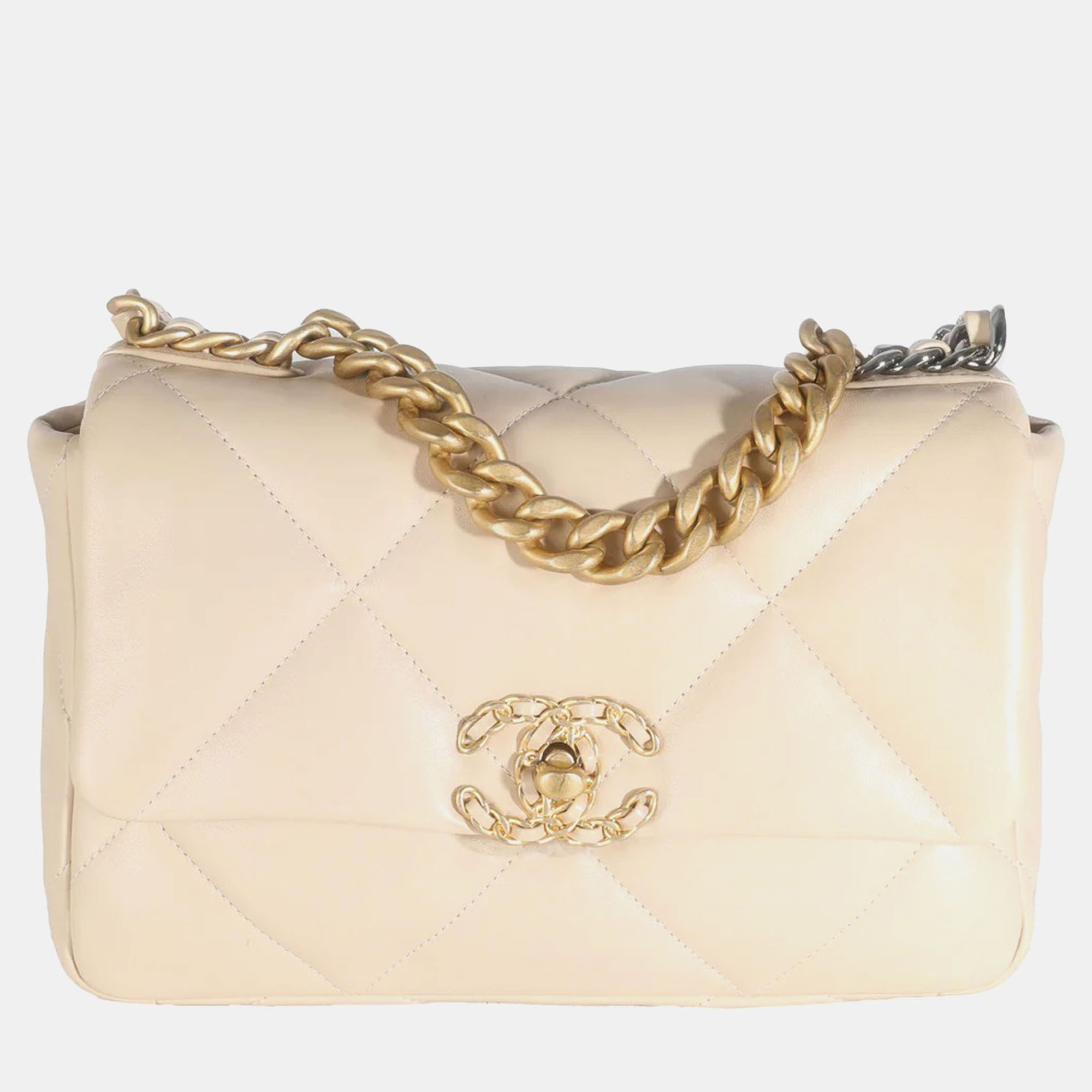 

Chanel Beige Quilted Lambskin Small Chanel 19 Flap Bag