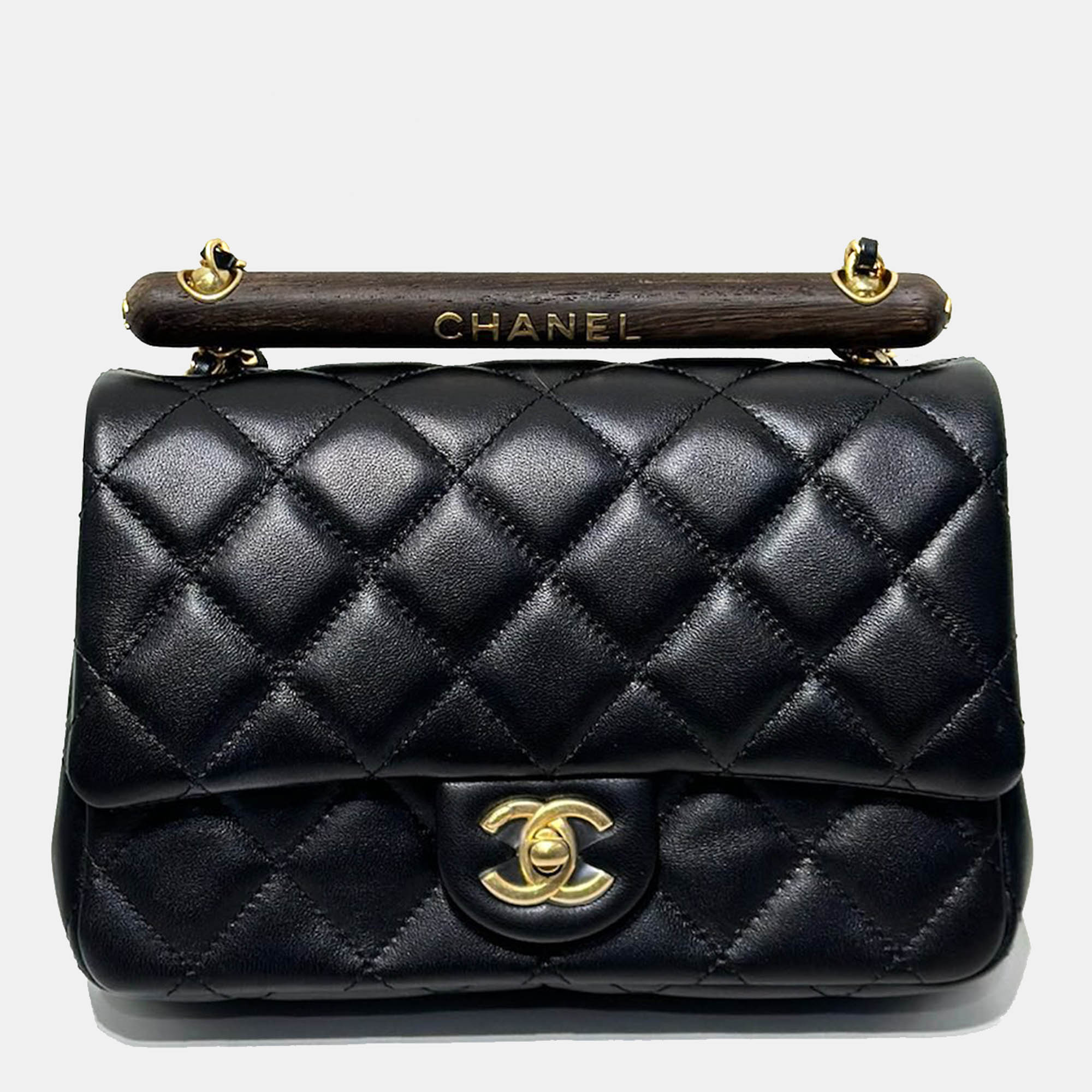 Chanel Black Wooden Handle Mini Bag