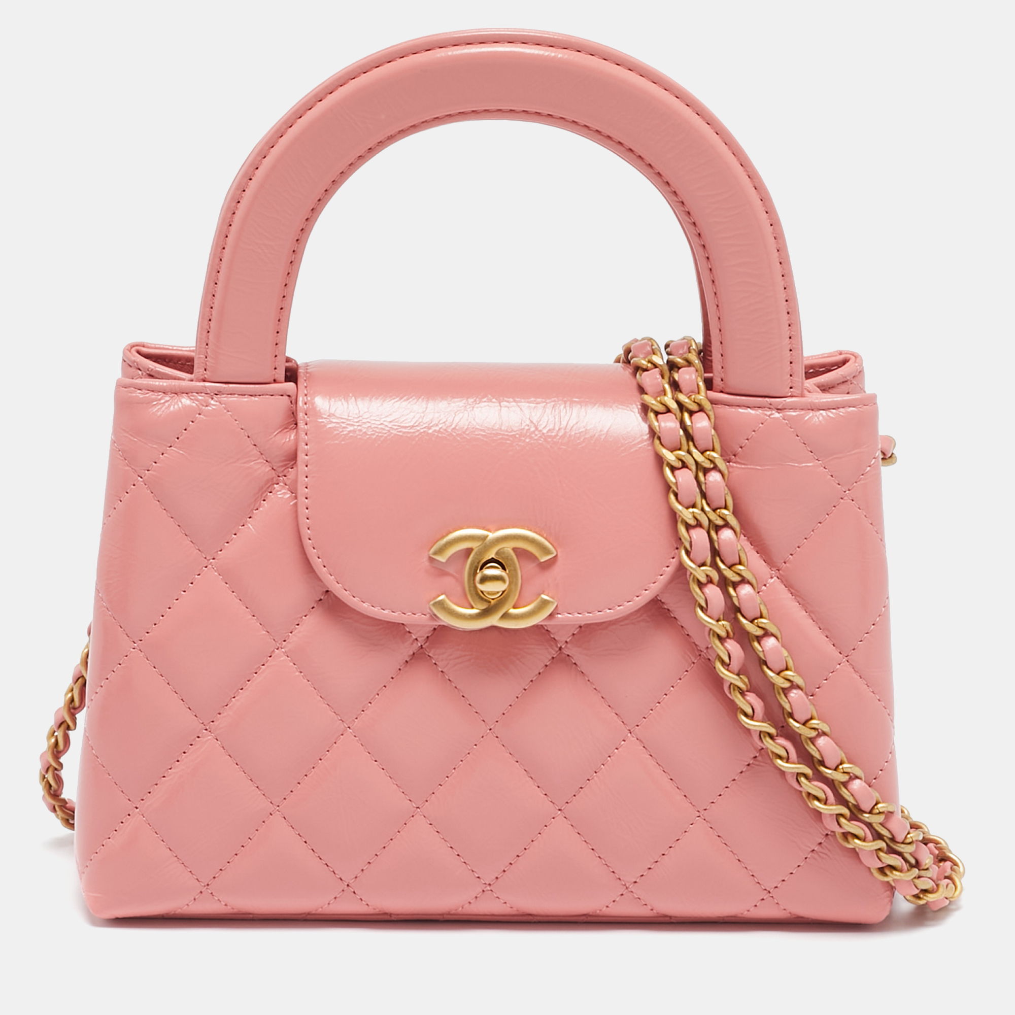 

Chanel Coral Pink Quilted Leather Mini Kelly Bag