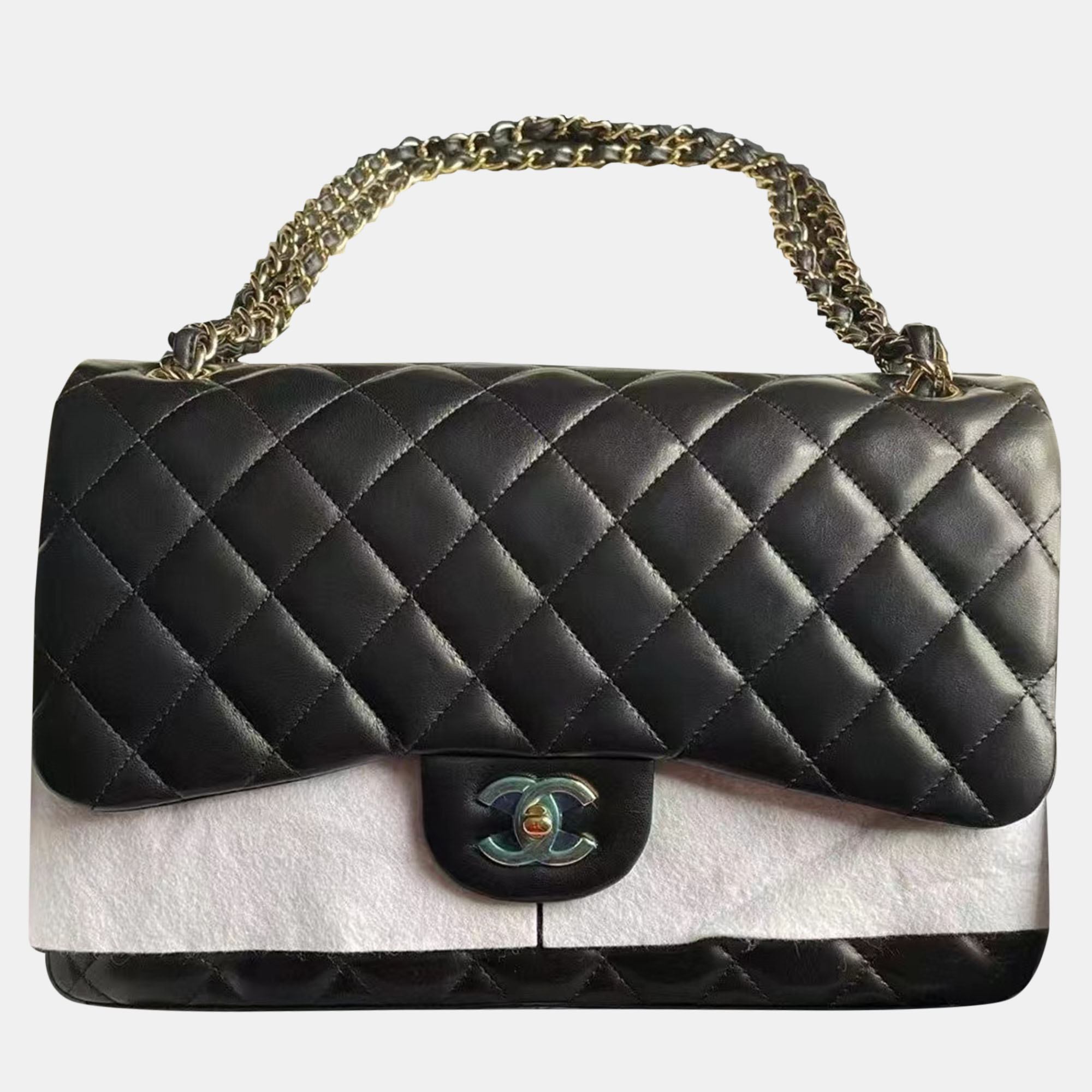 

Chanel Black Leather Jumbo Classic Double Flap Shoulder Bag