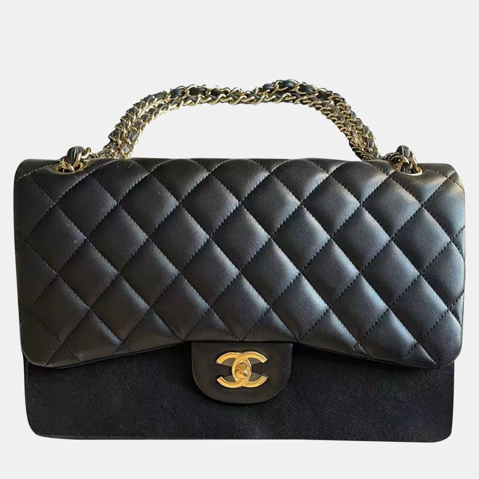 

Chanel Black gold Lambskin jumbo bag