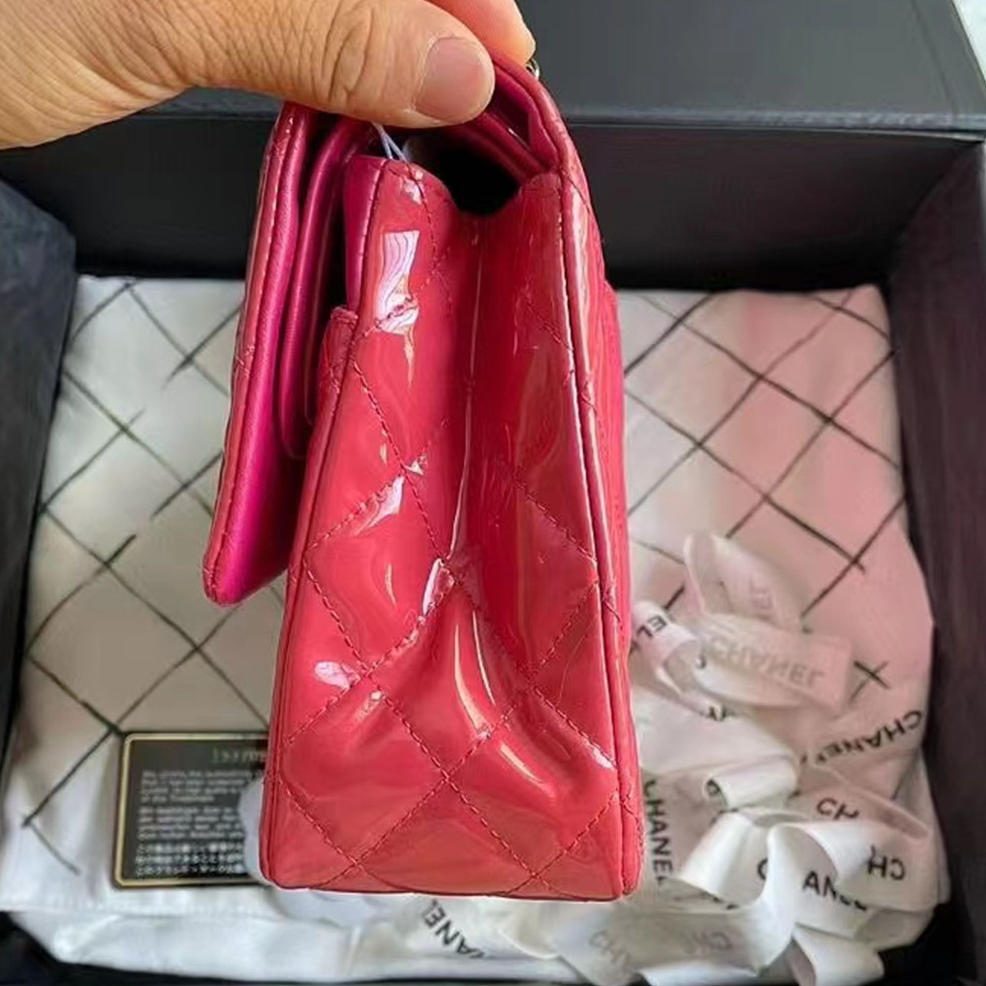Chanel Lipstick Powder Pink Patent Leather Medium Bag 
