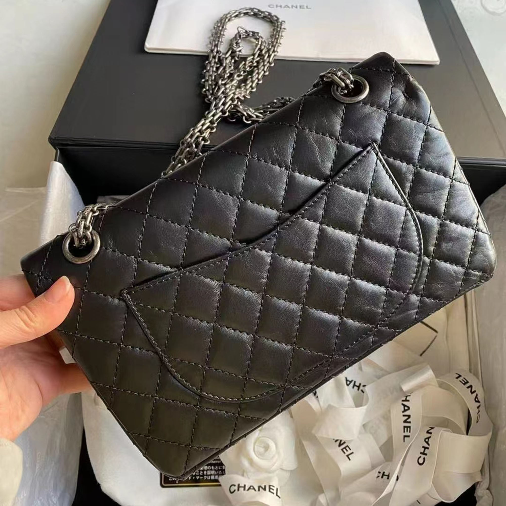 Chanel Black Silver 2.55 Small Bag 