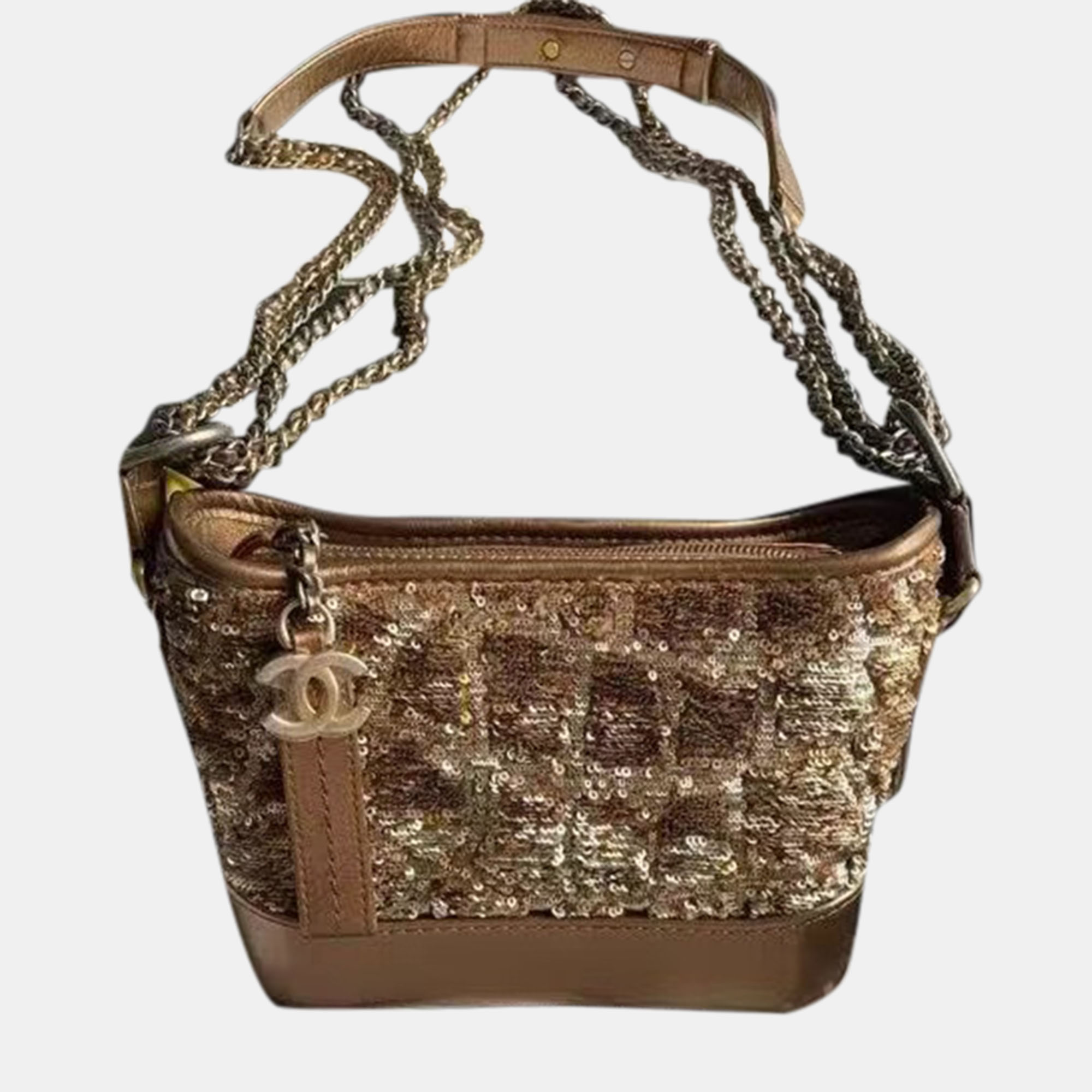 

Chanel Sequins Trumpet Wandering Small Bag, Gold