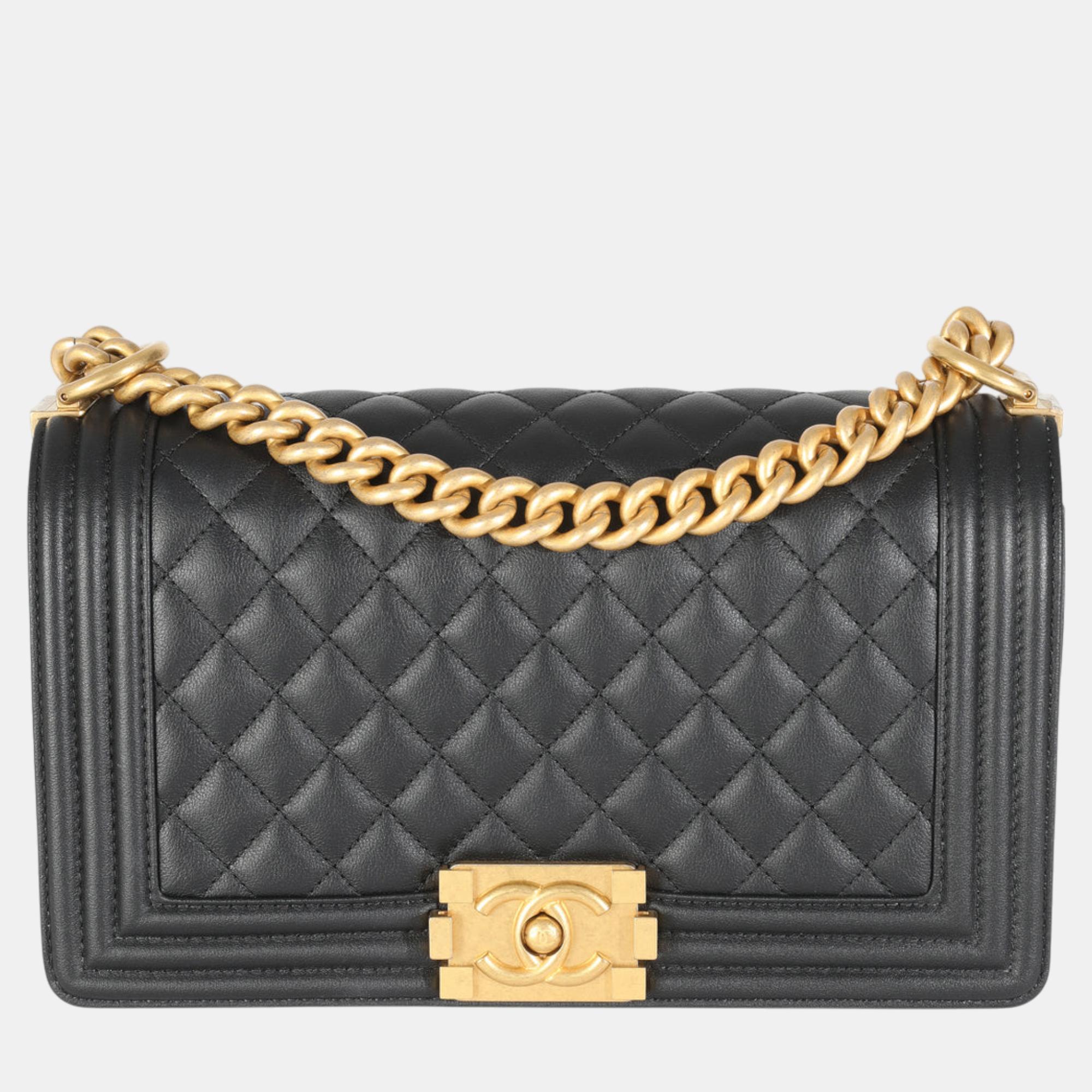 

Chanel Black Quilted Calfskin Medium Boy Bag