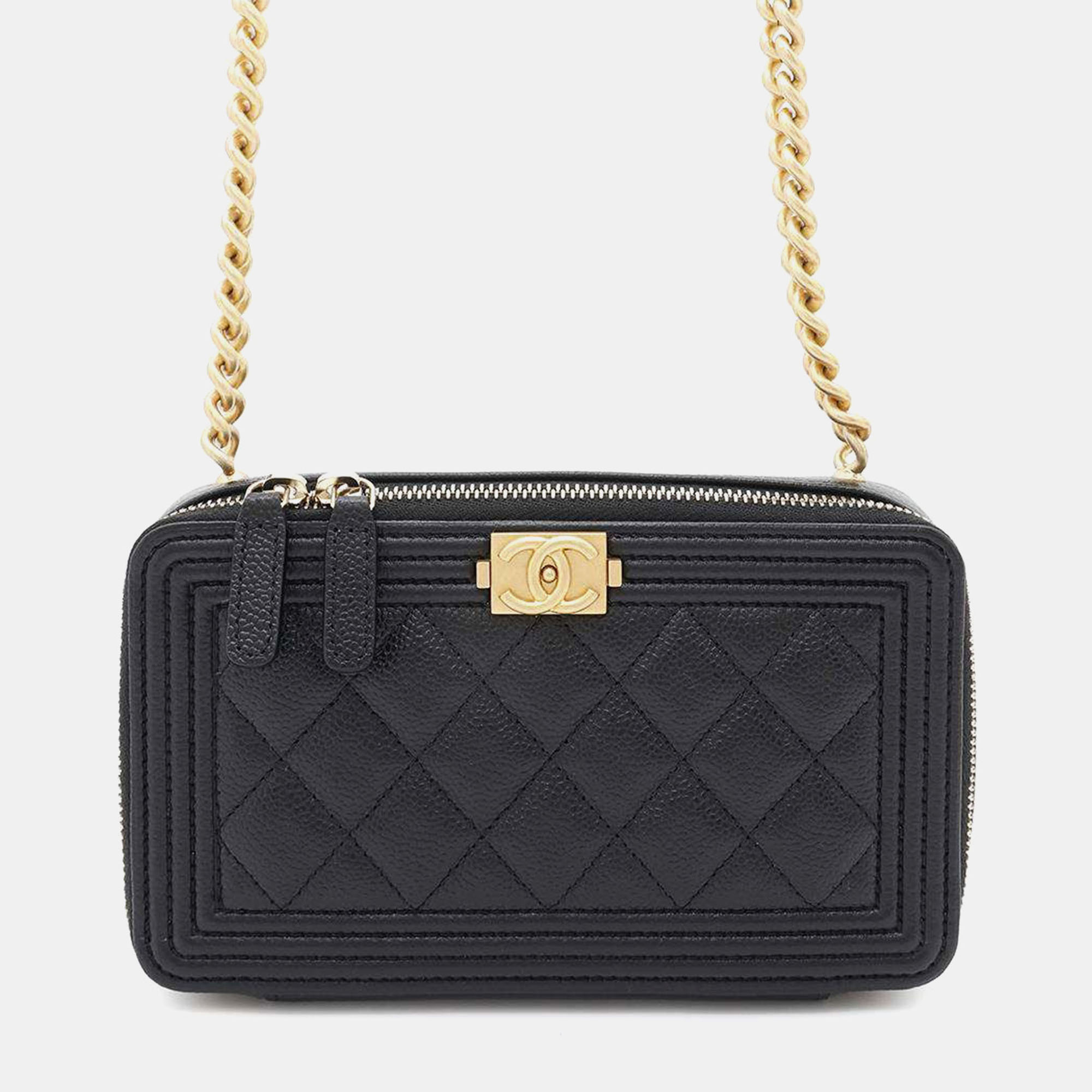 

Chanel Black Caviar Leather Boy Chanel Zip Phone Case