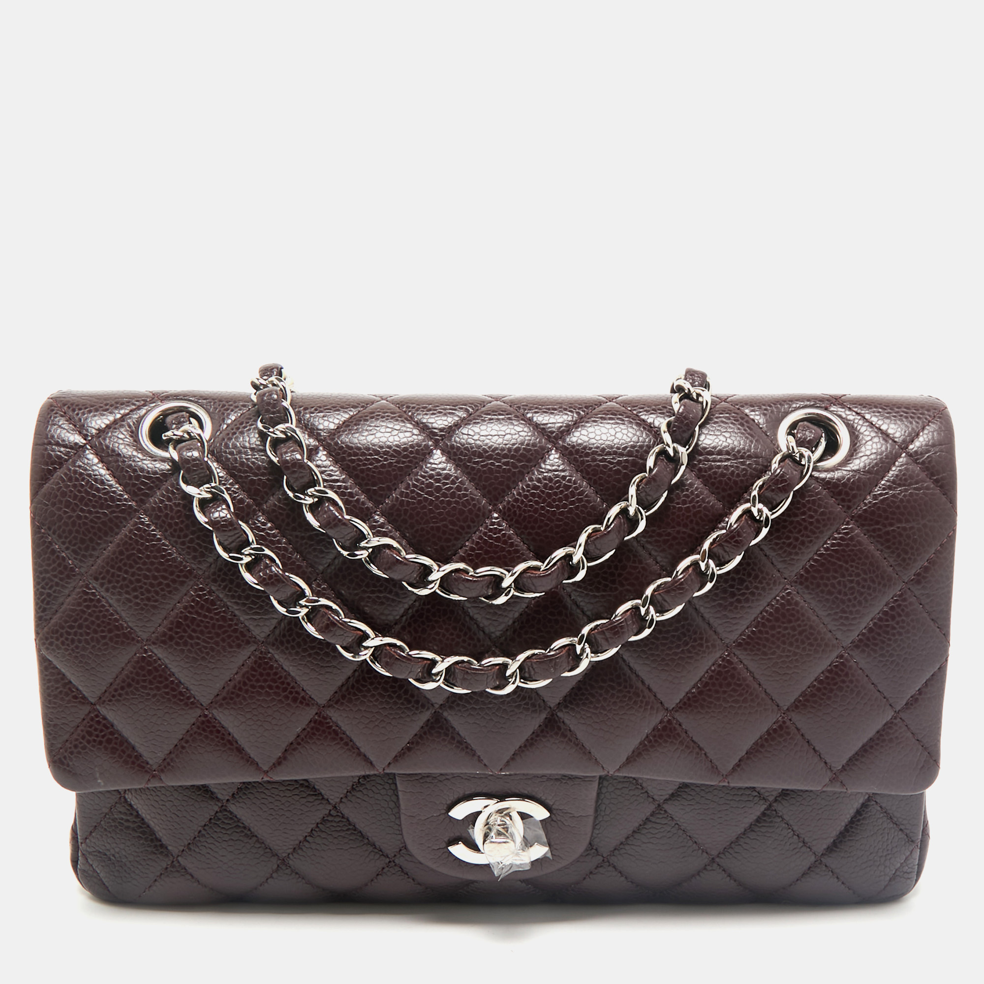 

Chanel Burgundy Quilted Caviar Leather Medium Classic Double Flap Bag
