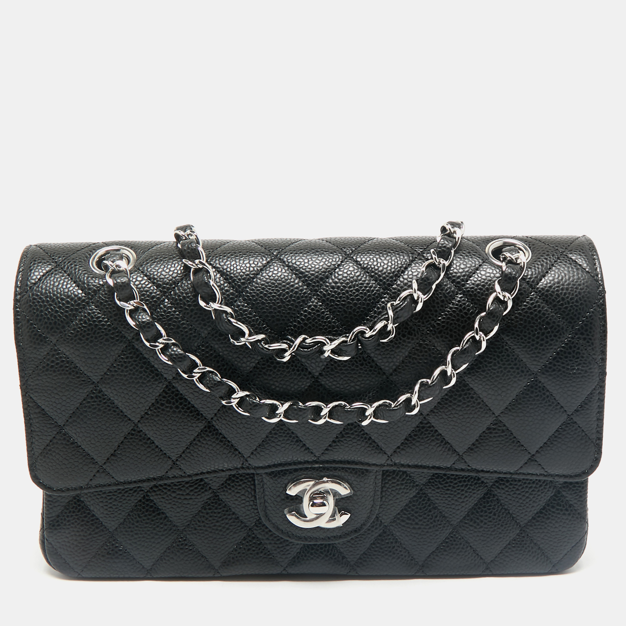 

Chanel Black Quilted Caviar Leather Medium Classic Double Flap Bag