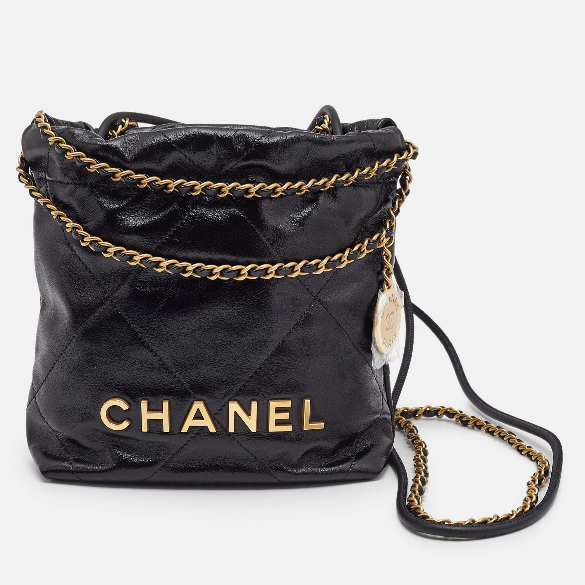 

Chanel Black Quilted Leather Mini 22 Chain Bag