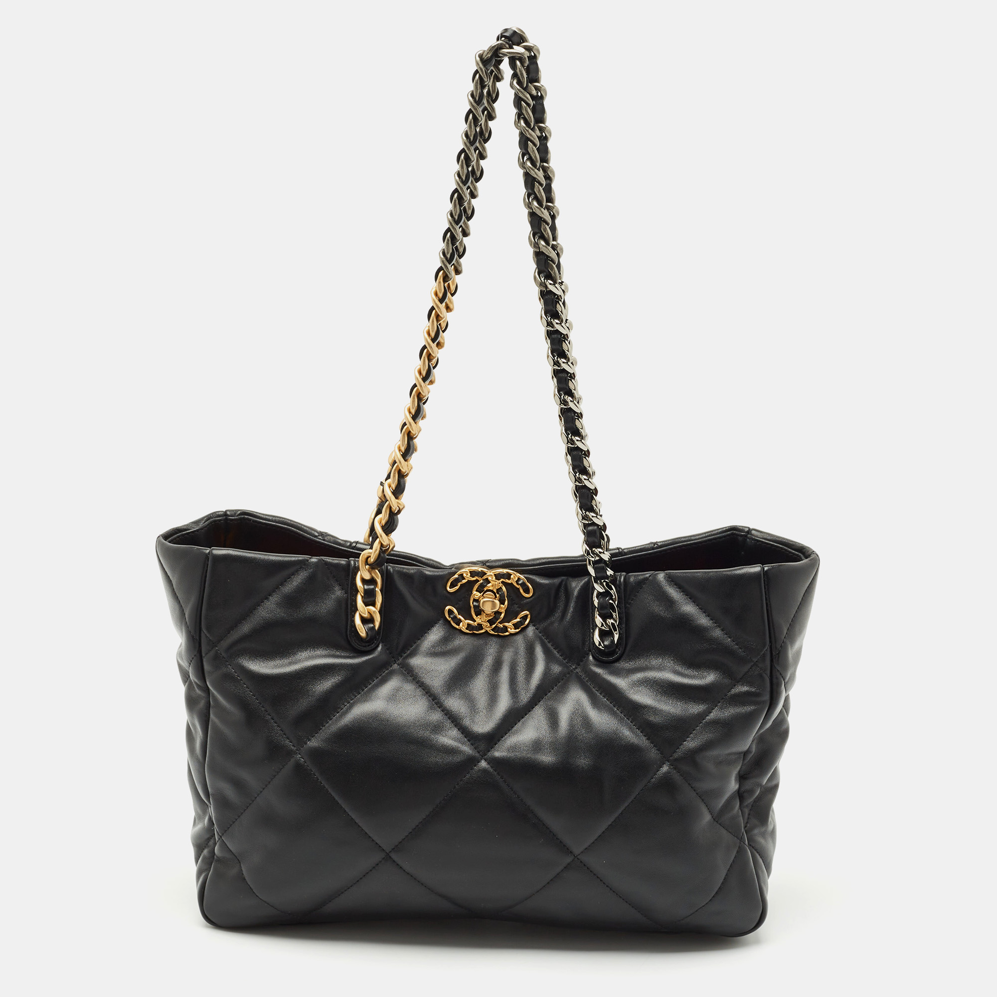 

Chanel Black Quilted Leather 19 Shopping Tote