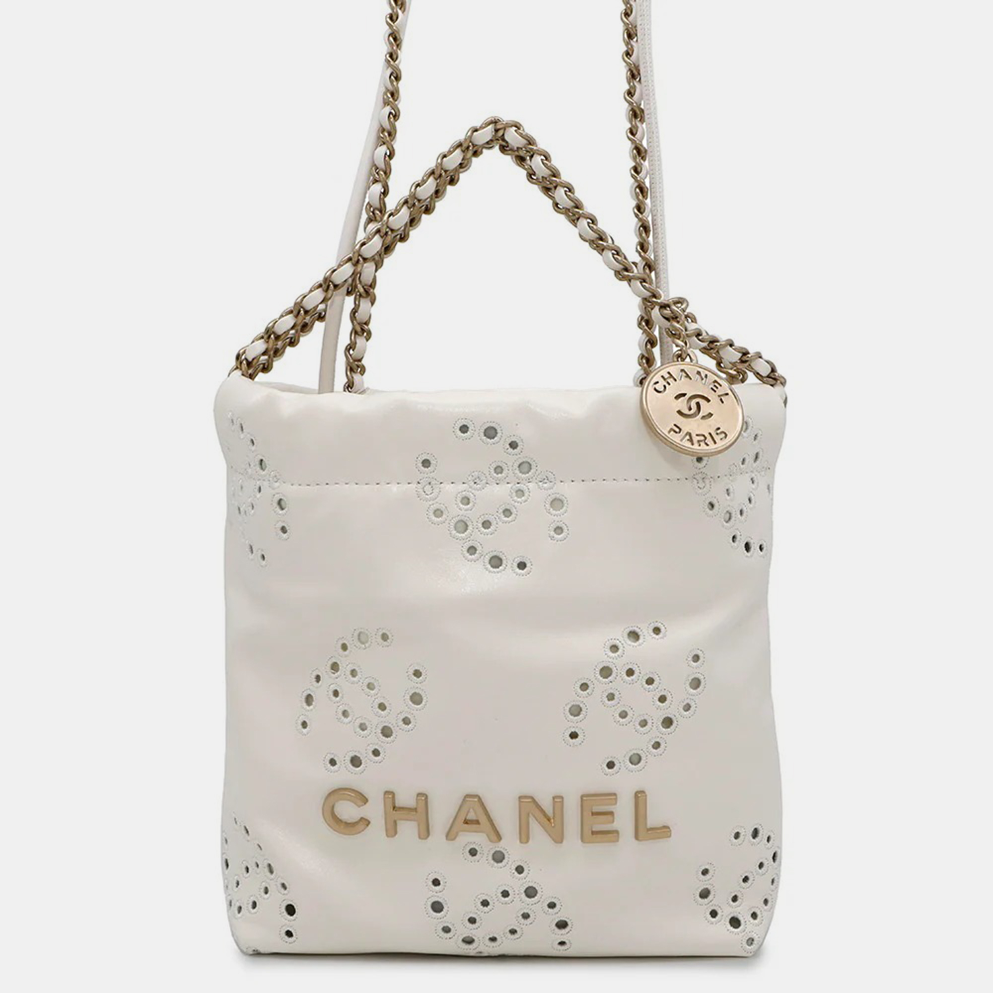 

Chanel 22 Mini White Shiny Calf Leather Handbag