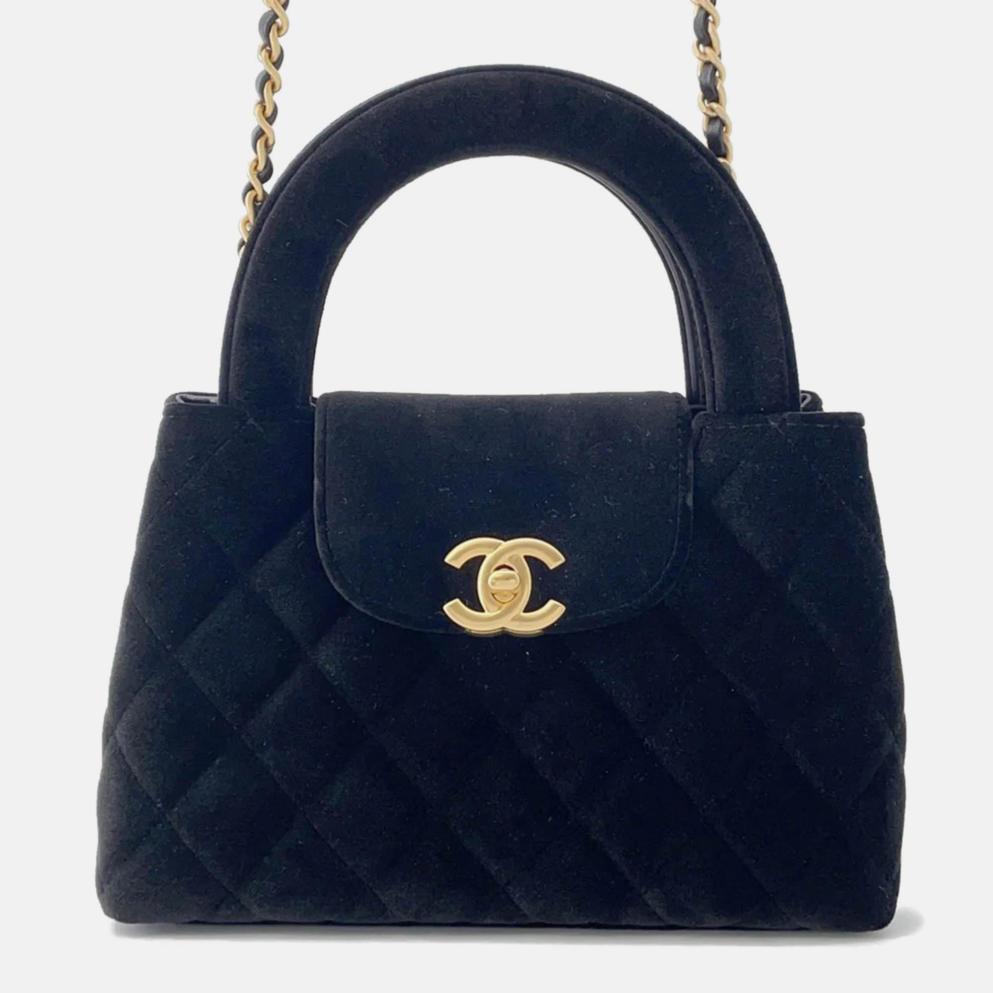 Pre-owned Chanel Matelasse Mini Shopping Bag 2way Bag Black Velour Size Mini