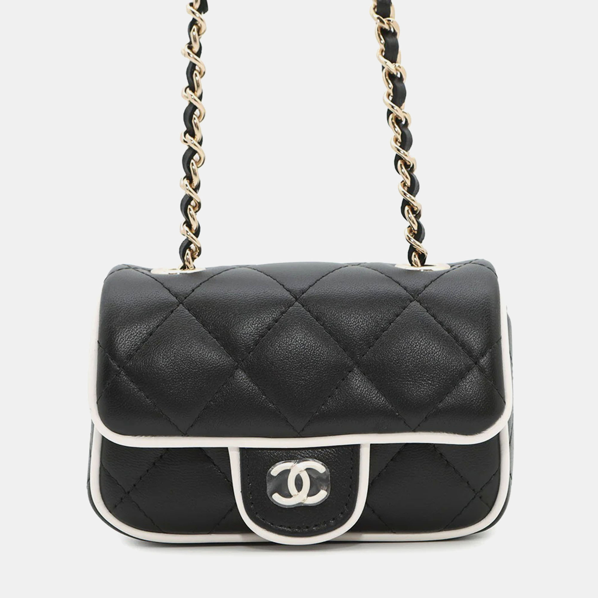 

Chanel Mini Black/White Lambskin Clutch Bag