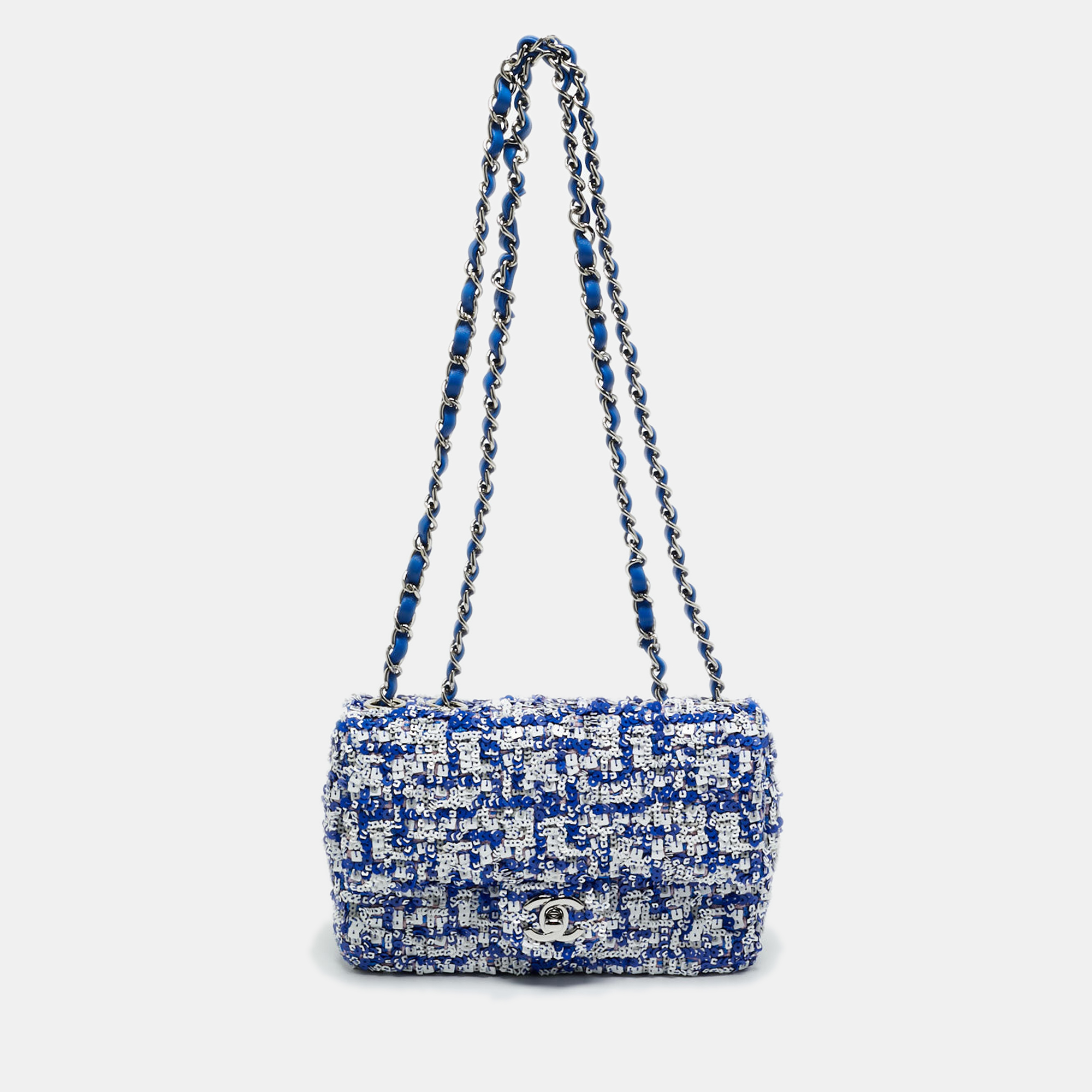 

Chanel Blue/White Sequins Small Classic Flap Bag