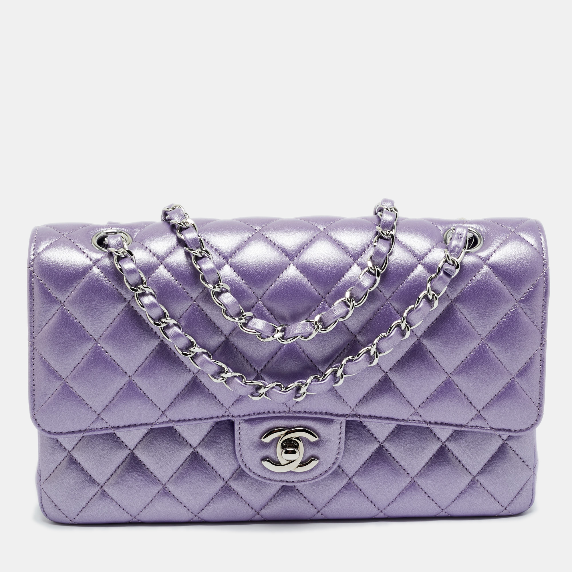 

Chanel Metallic Purple Quilted Leather  Classic Double Flap Bag