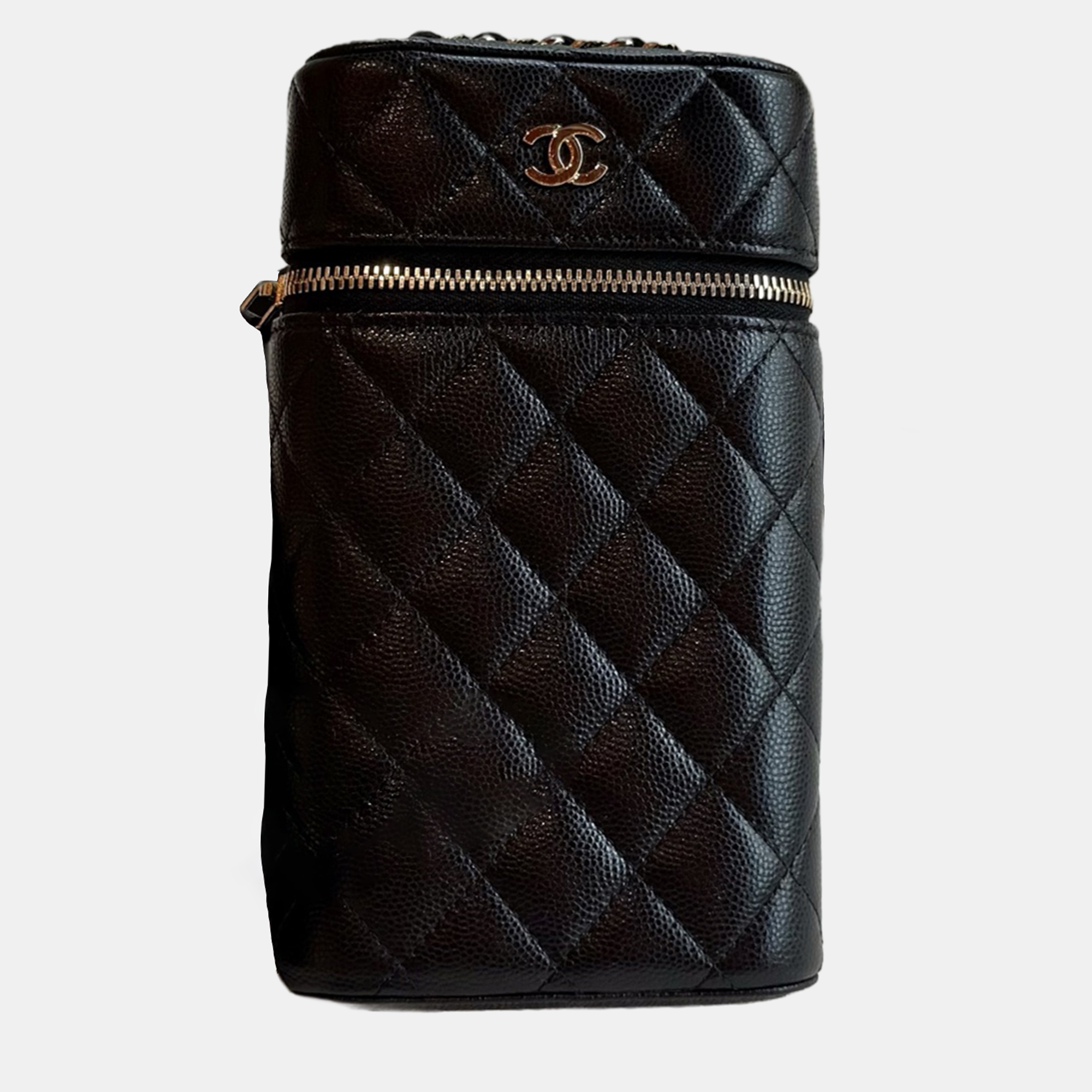 

Chanel Black Gold Pebbled Leather Cigarette Case Bag