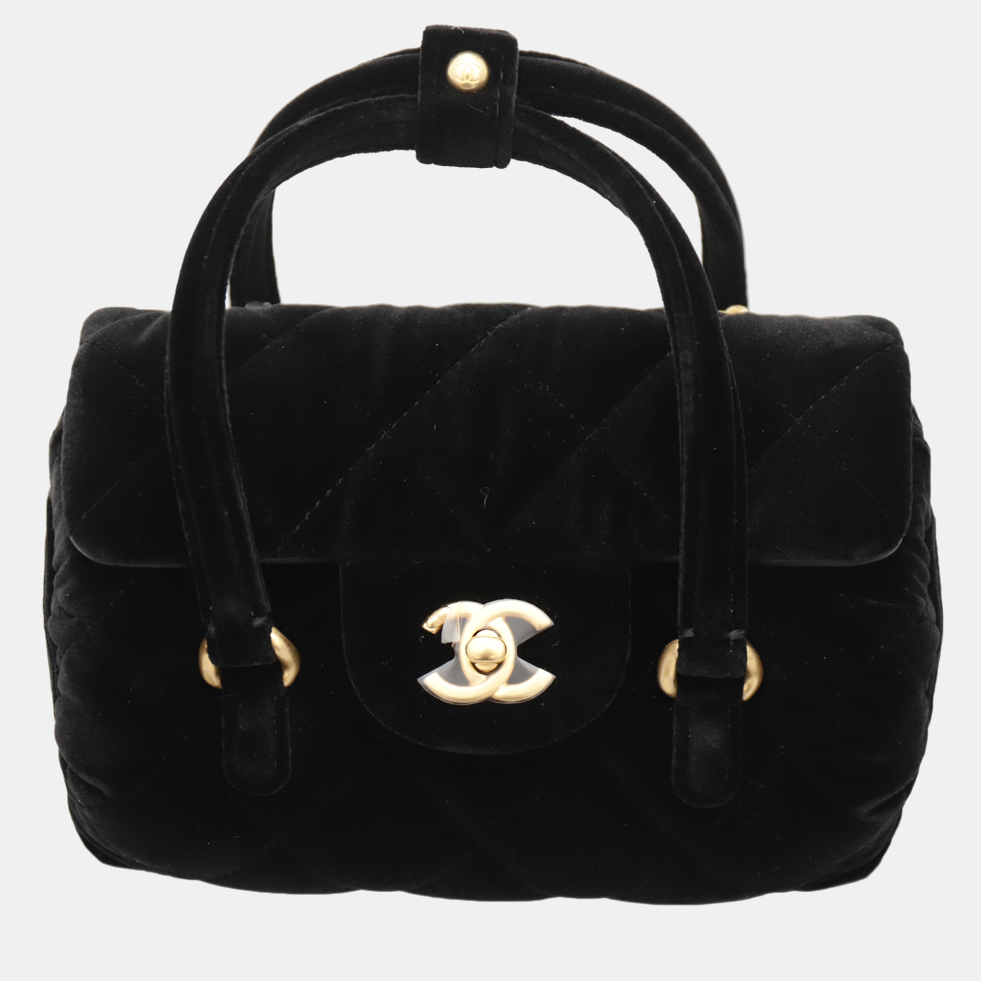 

Chanel Boston Velvet Mini Bag, Black