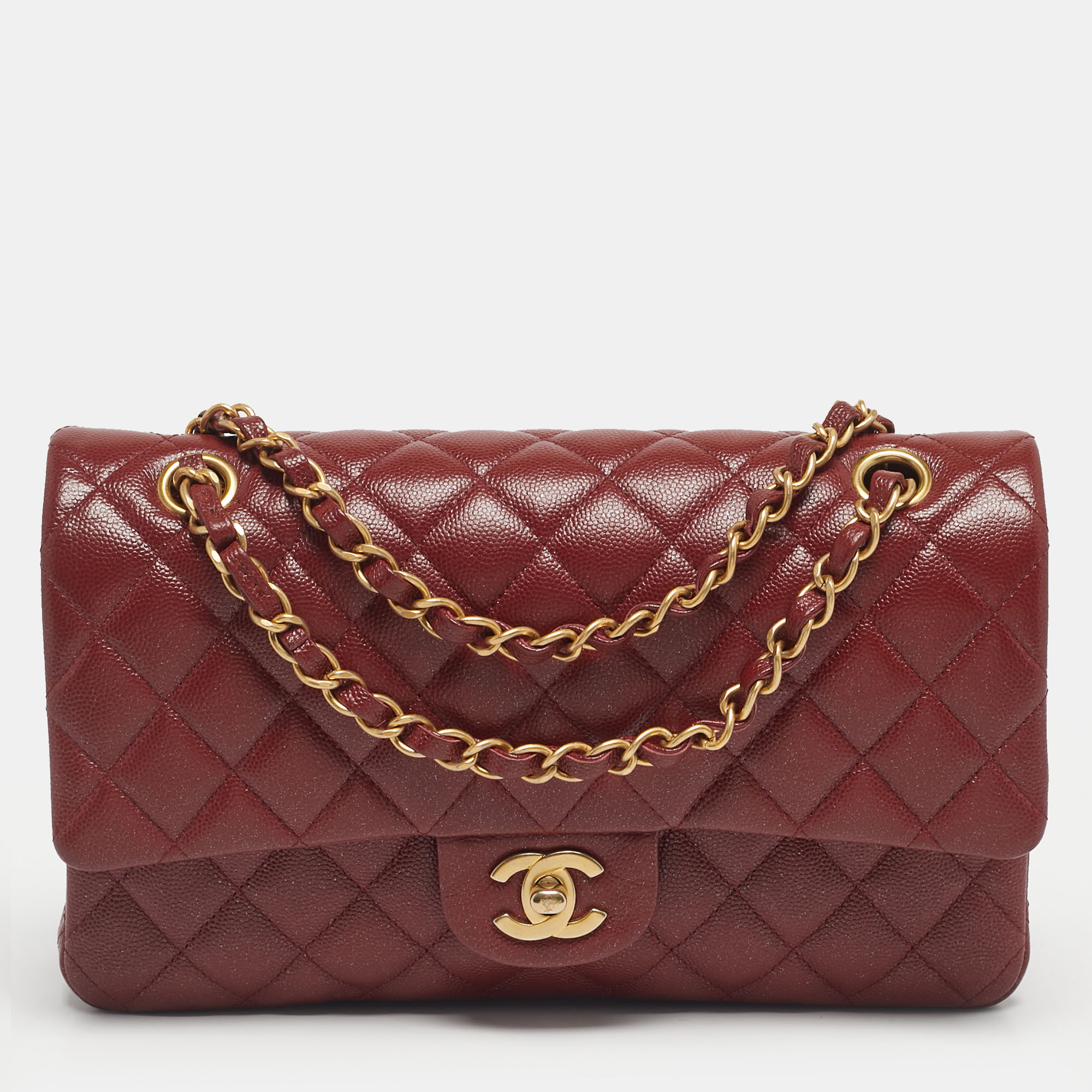 

Chanel Red Quilted Caviar Leather  Classic Double Flap Bag