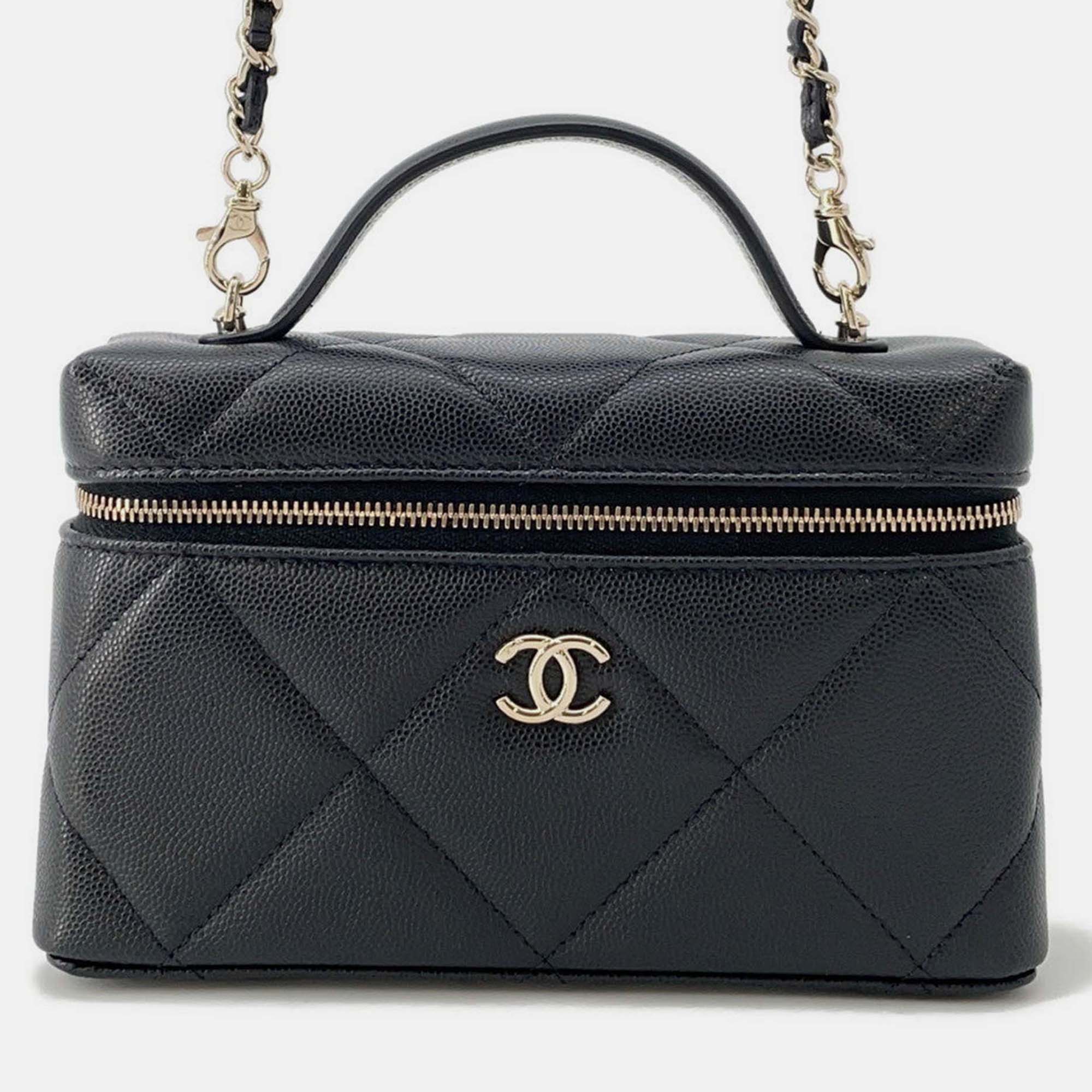 

Chanel Cc Logo Vanity Case Black Caviar Leather
