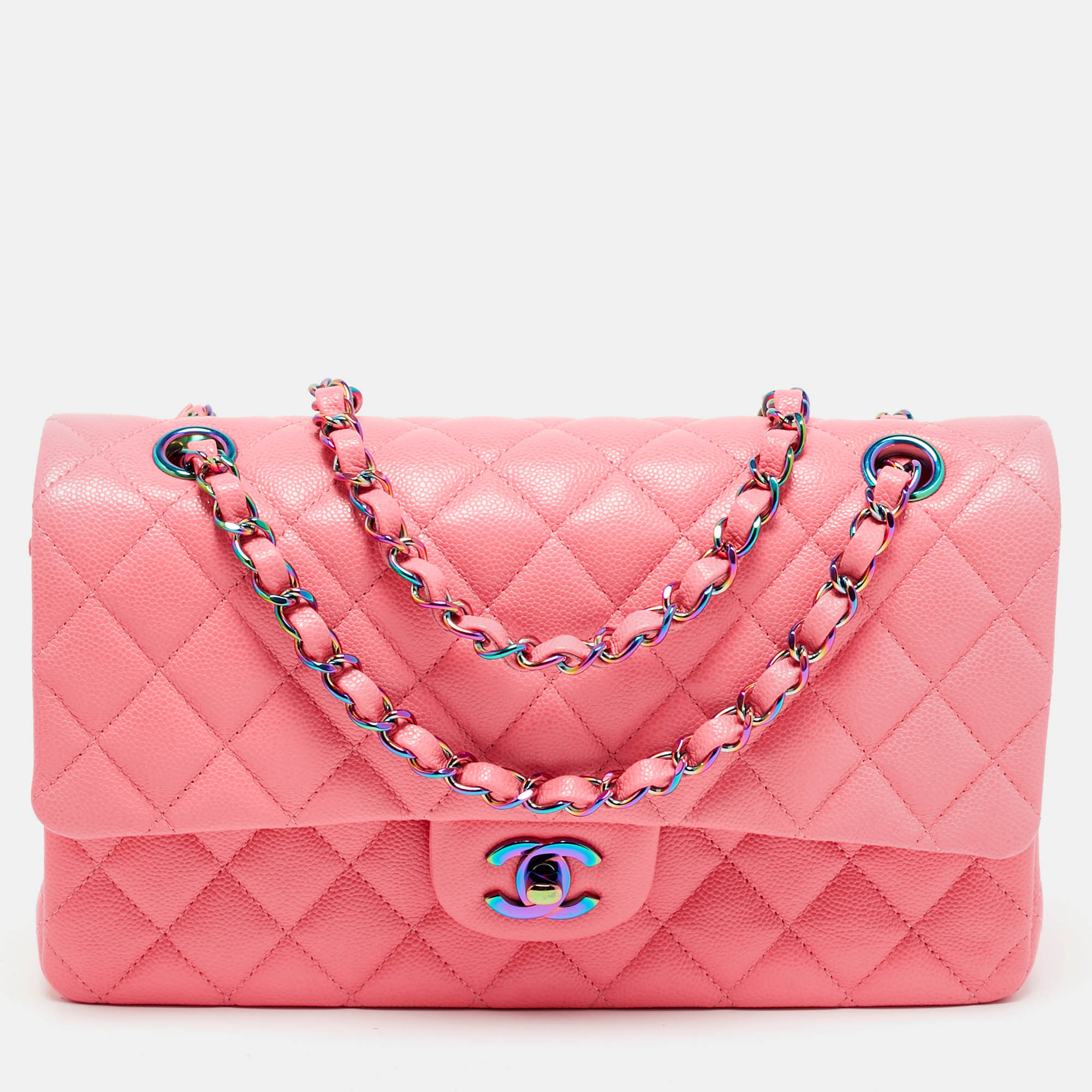

Chanel Pink Quilted Caviar Leather  Classic Double Flap Bag