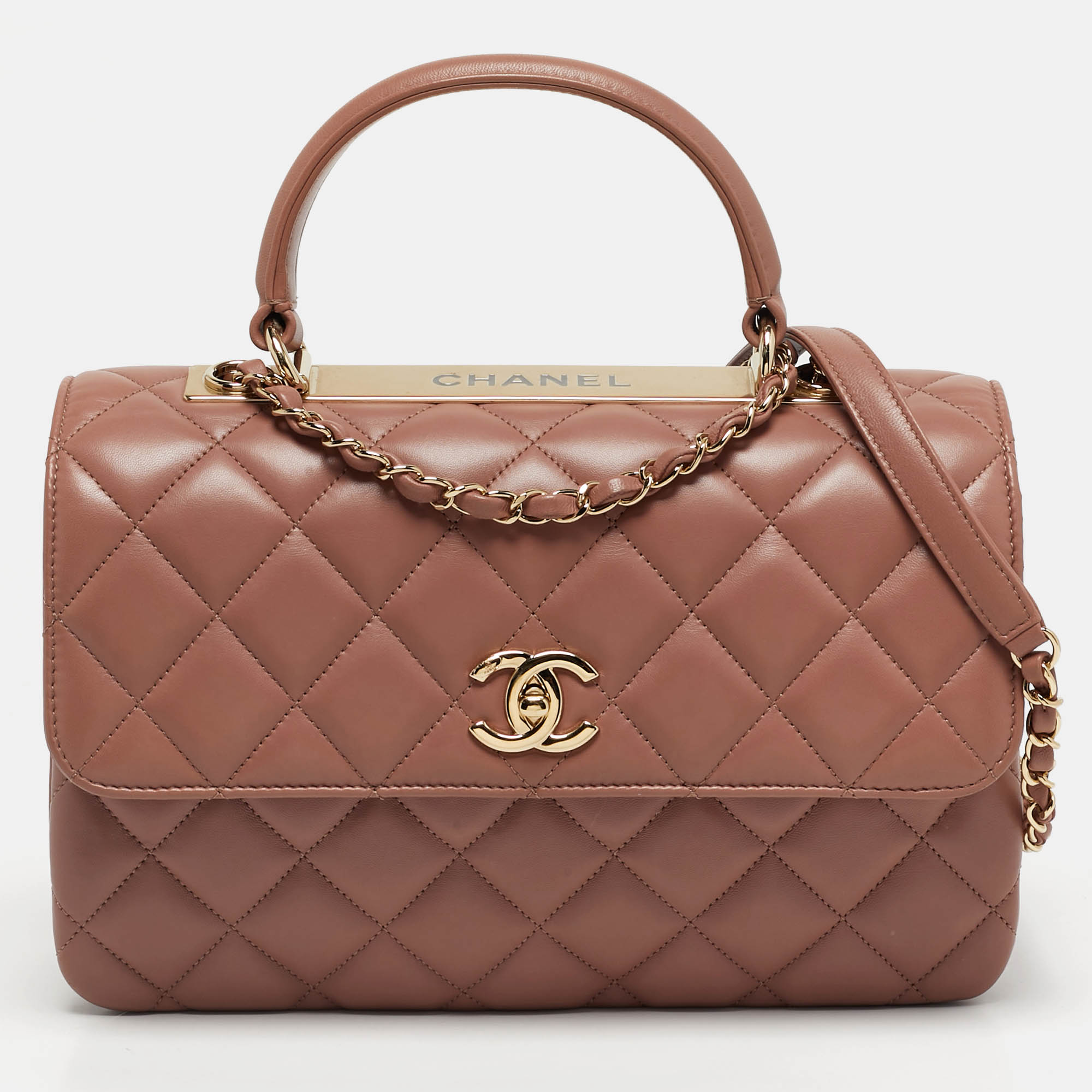 

Chanel Old Rose Quilted Leather Trendy CC  Top Handle Bag, Pink