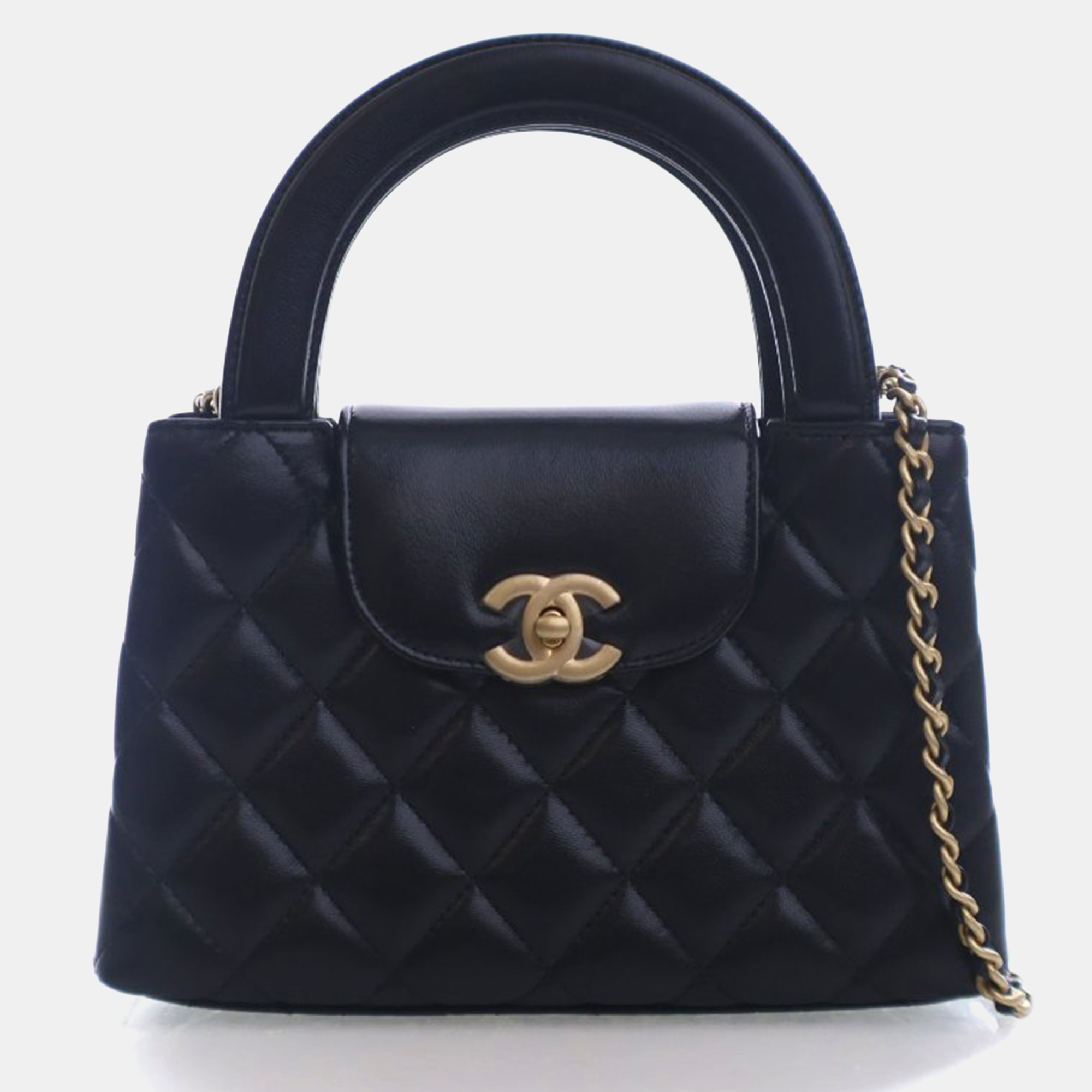

Chanel Nano Lambskin Kelly Shopper, Black
