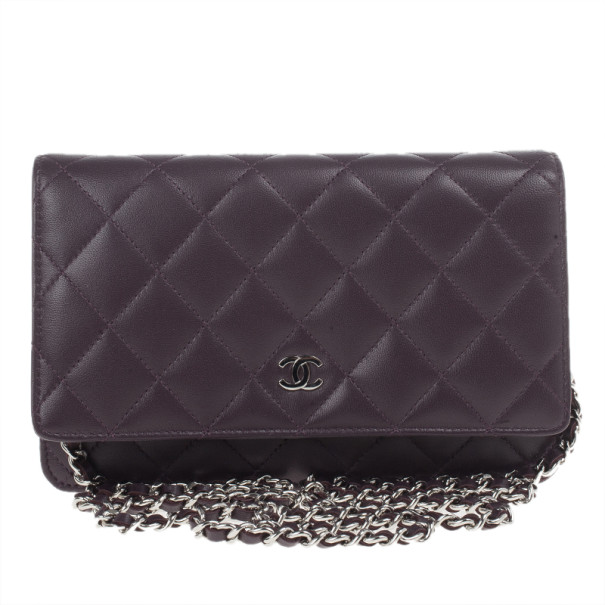 Pre Owned Chanel Purple Lambskin WOC