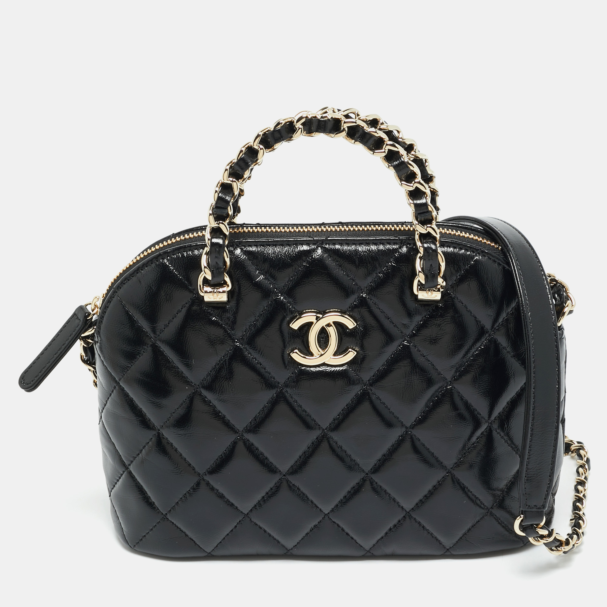 

Chanel Coco Black Quilted Leather Chain Clutch