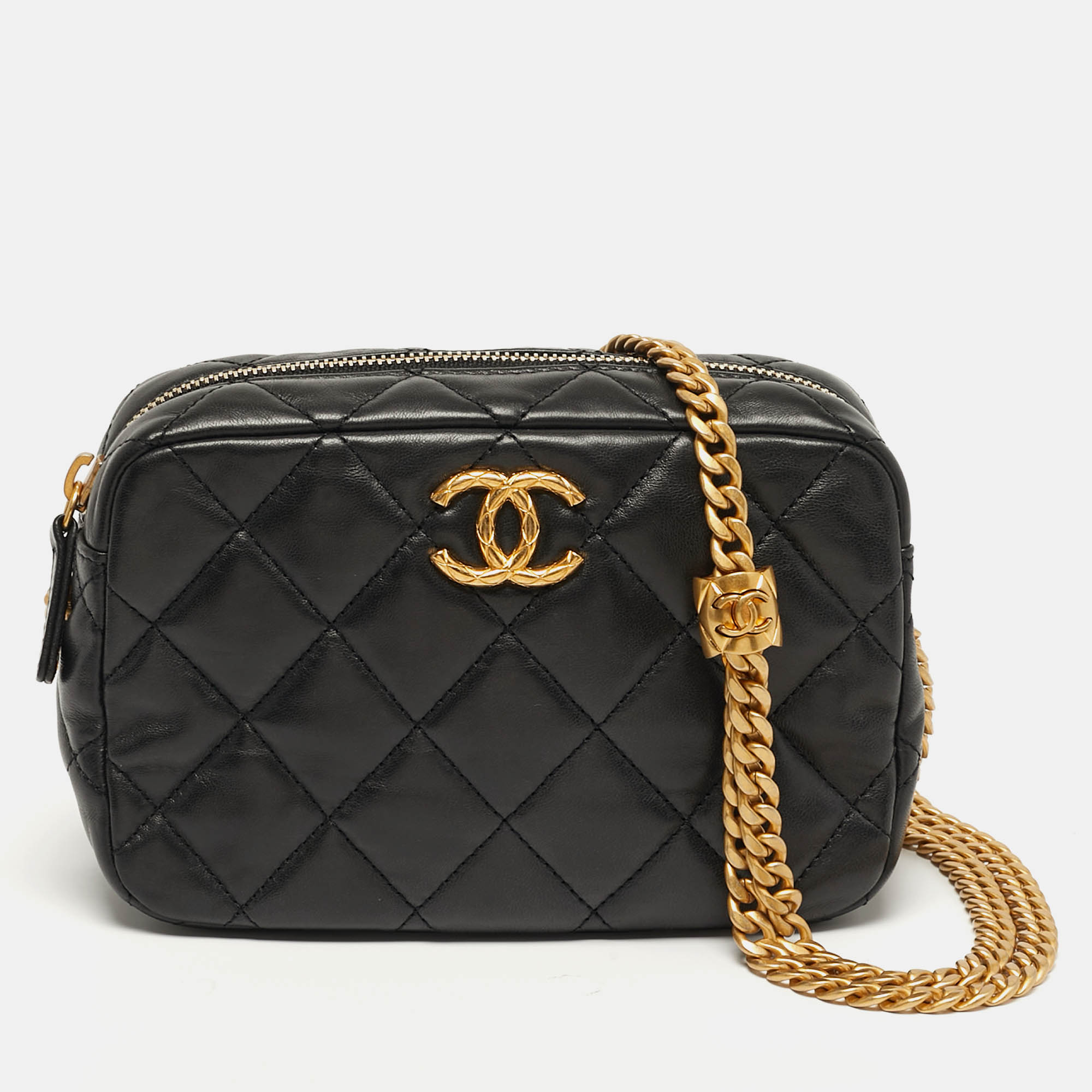 

Chanel Camera Case Mini Black Quilted Leather Bag