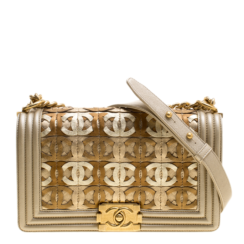 Chanel Gold Leather CC Cutout Medium Boy Flap Bag Chanel | The Luxury ...