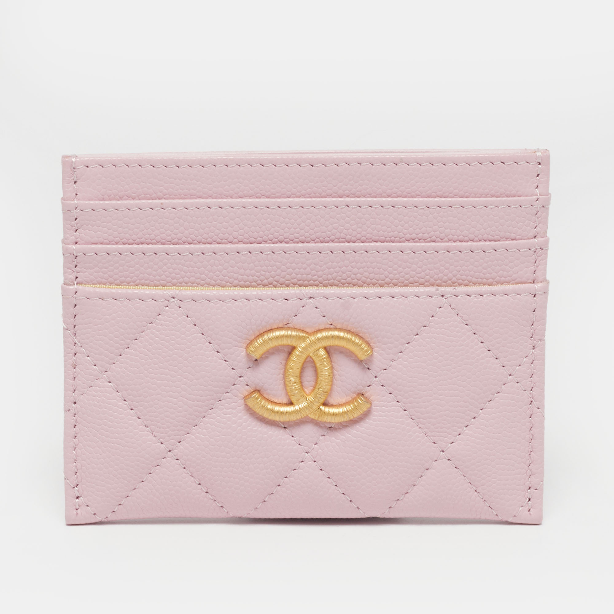 

Chanel CC Pink Quilted Leather Card Holder