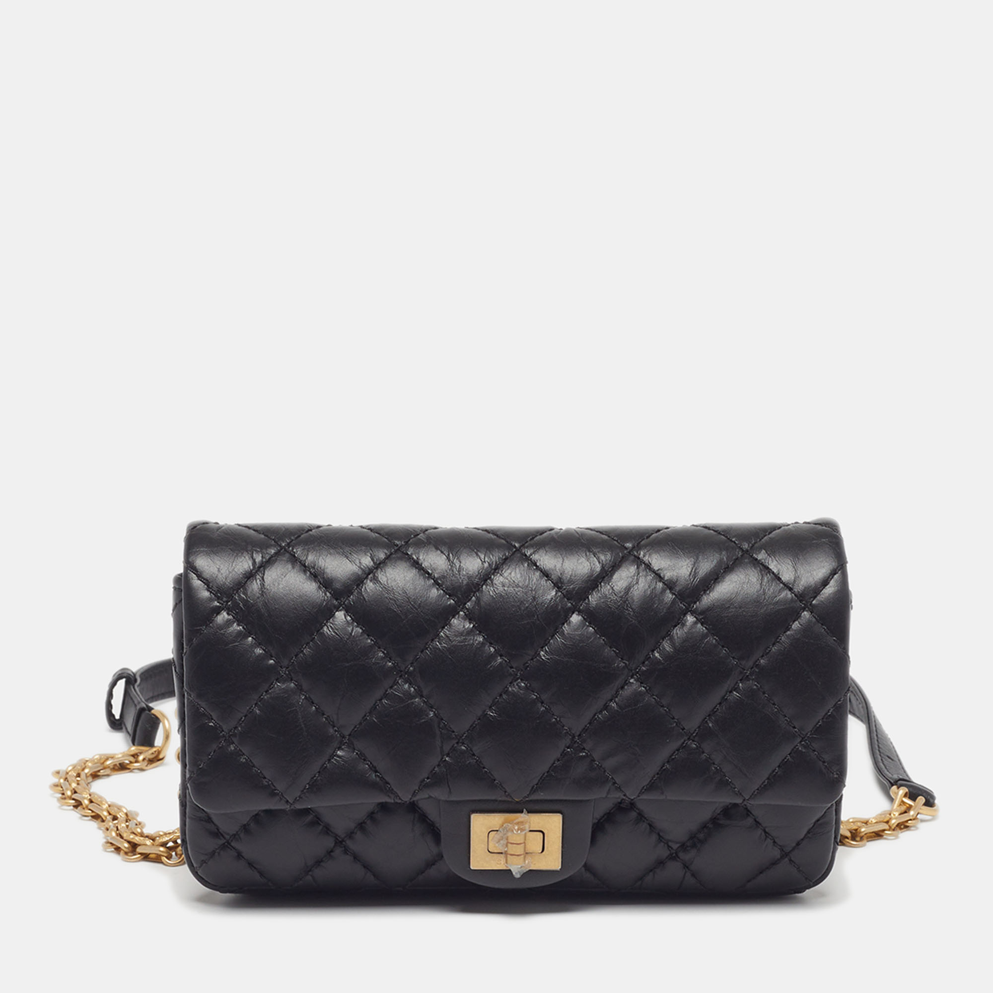 

Chanel Reissue 2.55 Black Quilted Aged Leather Belt Bag