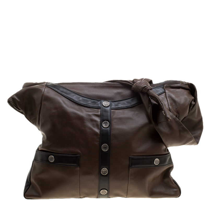 Chanel Dark Brown Leather Large Bag