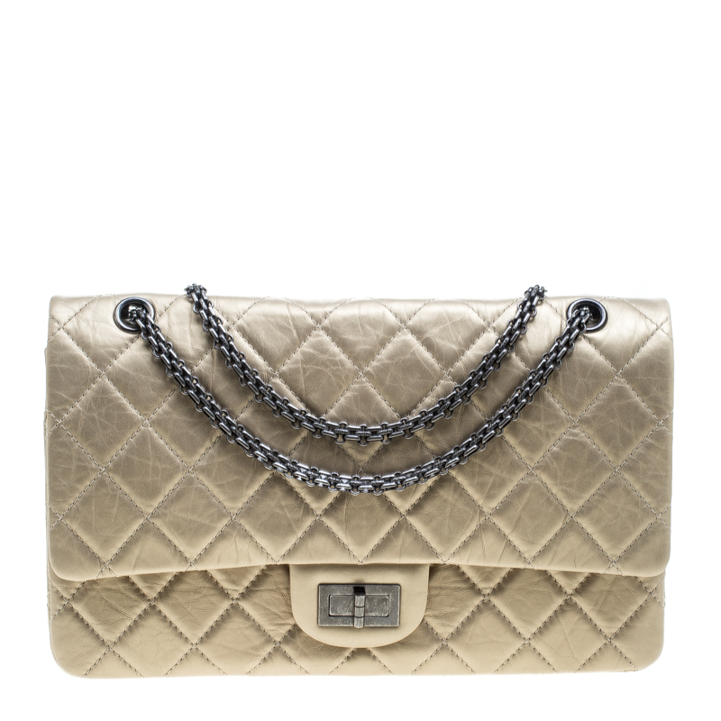مملوكة مسبقًا Chanel Light Gold Quilted Leather Reissue 2.55 Classic 227 Flap Bag