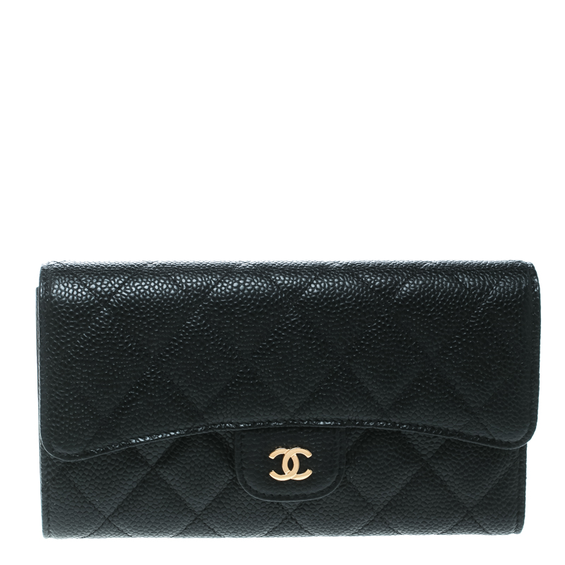 Chanel Black Caviar Leather Classic Continental Wallet