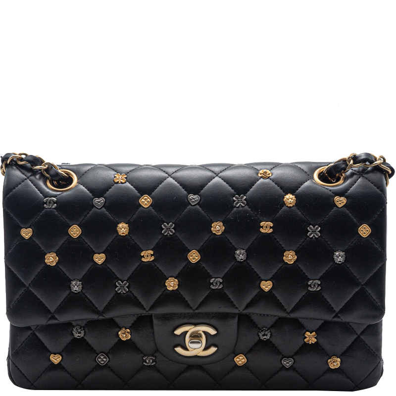 Pre-owned Chanel Black Lambskin Lucky Charm Limited Quilted Flap