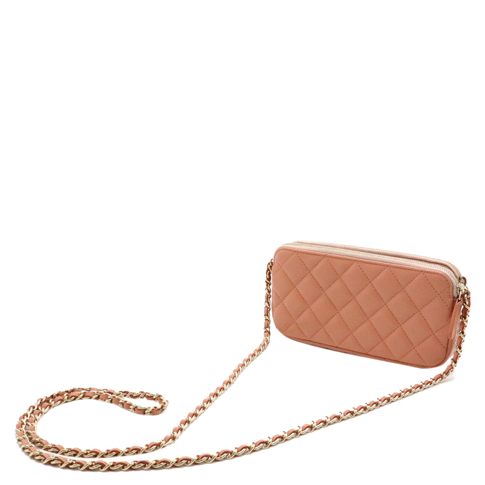 

Chanel Salmon Pink Quilted Leather Chain Wallet Shoulder Bag