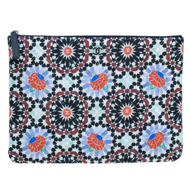 Pre Owned Chanel Multicolored Flower Limited Clutch