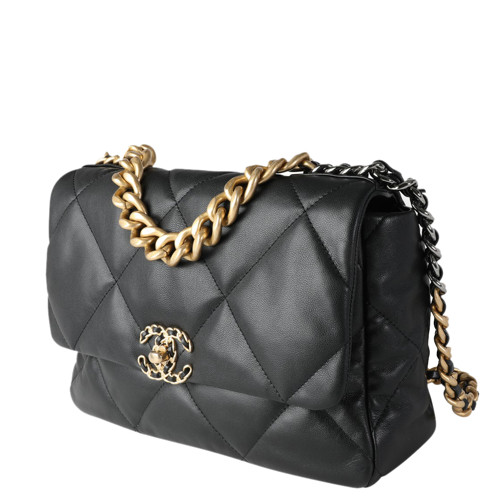 

Chanel Black Quilted Lambskin Leather Large Chanel 19 Bag