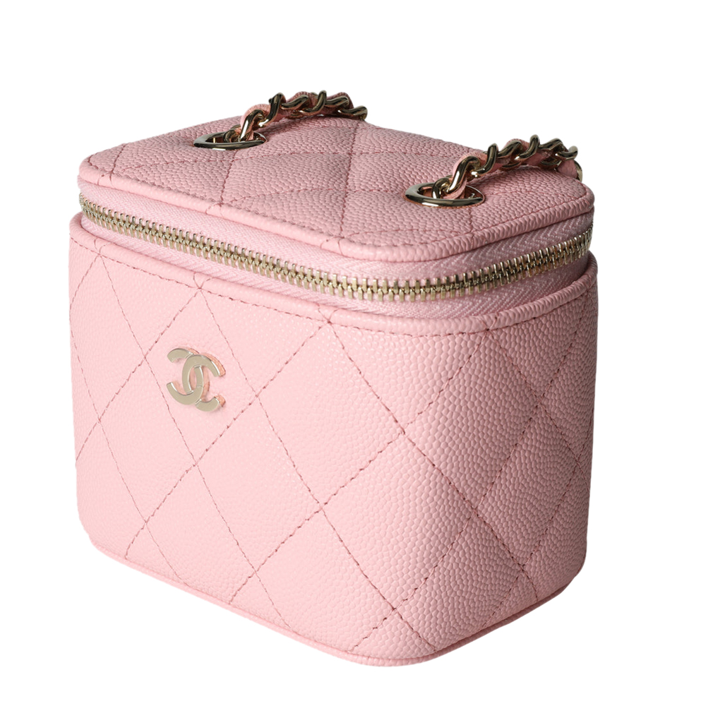 

Chanel Pink Quilted Caviar Leather Mini Vanity Chain Case (2022) Bag