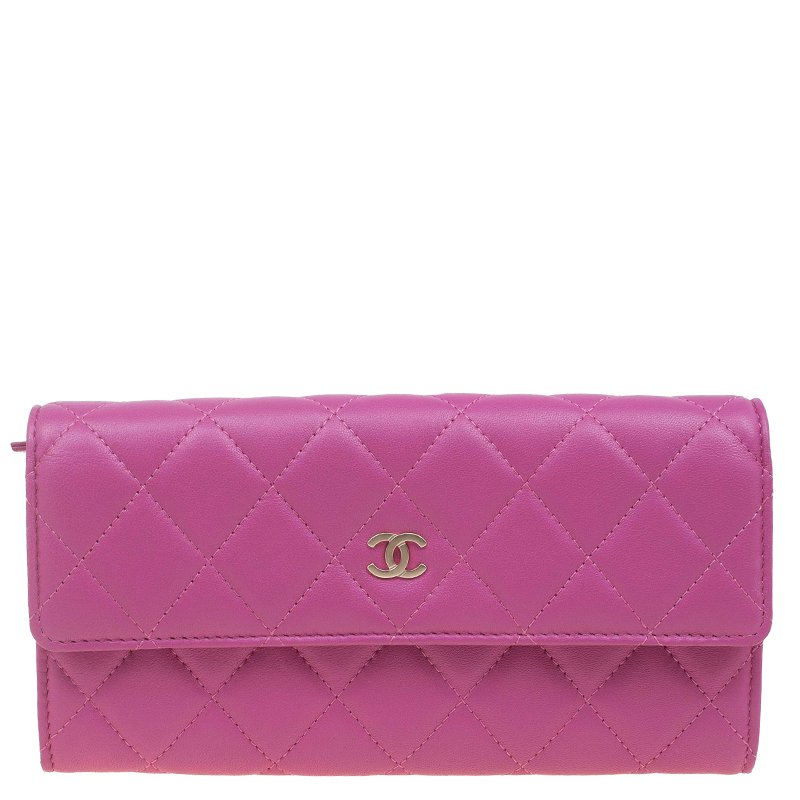 Pre Owned محفظة شانيل كونتيننتال جلد مبطنة وردية