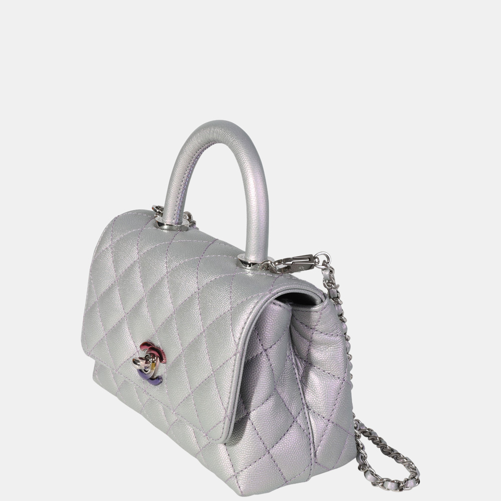 

Chanel Grey Quilted Caviar Leather Extra Mini Coco Top Handle Bag