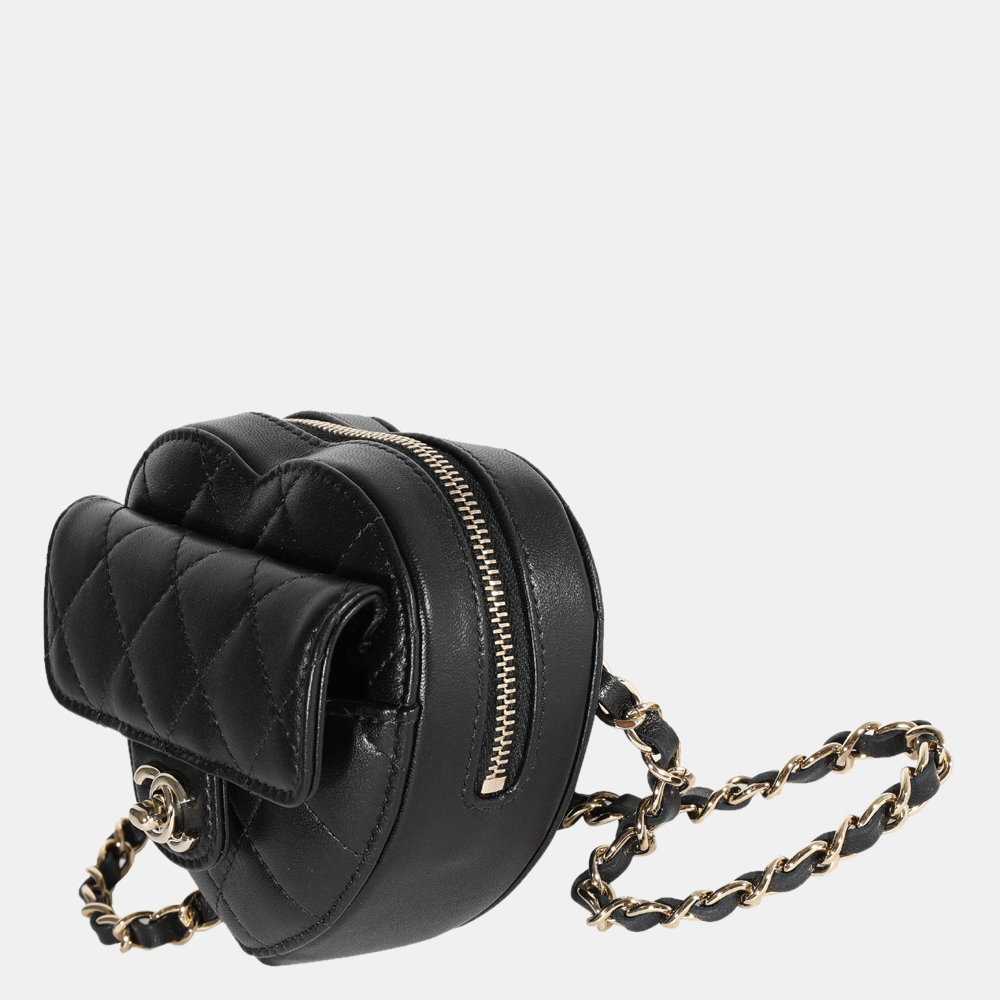 

Chanel Black Quilted Lambskin Leather Heart Belt Bag