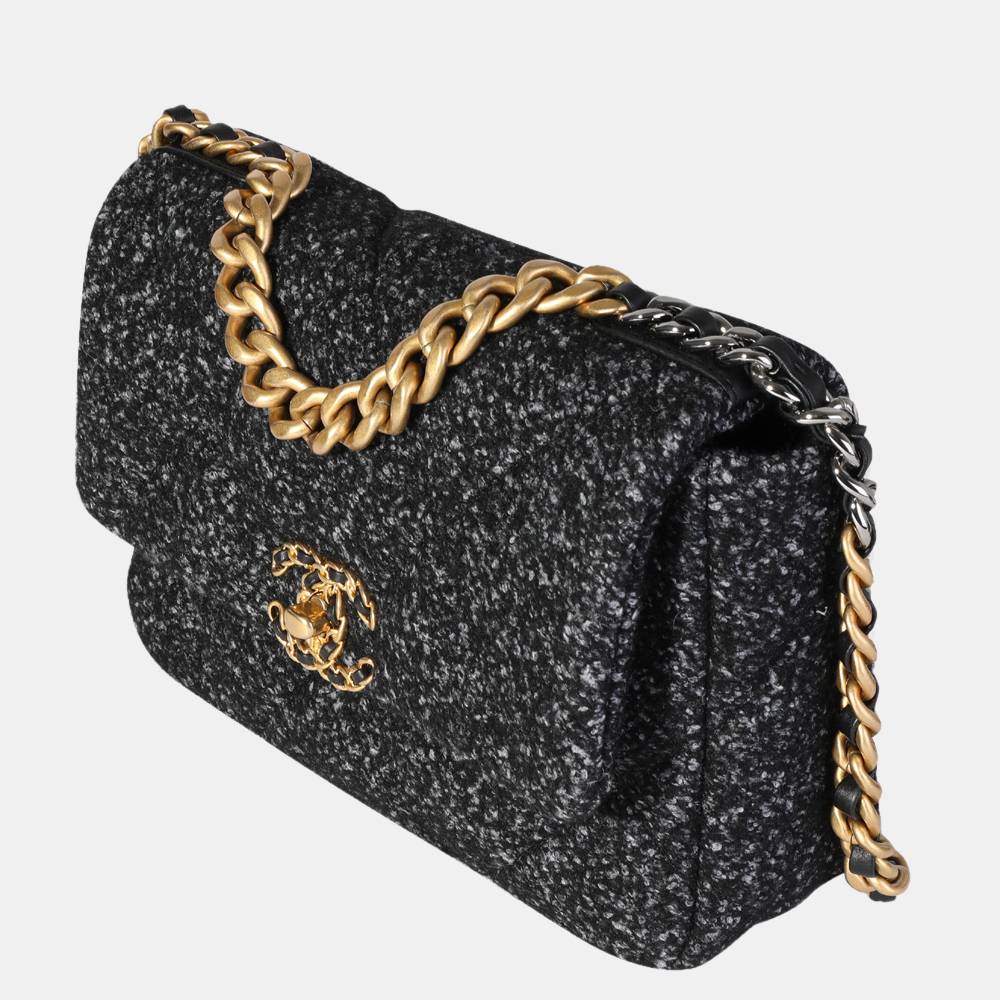 

Chanel Black Wool Medium Chanel 19 Flap Shoulder Bag