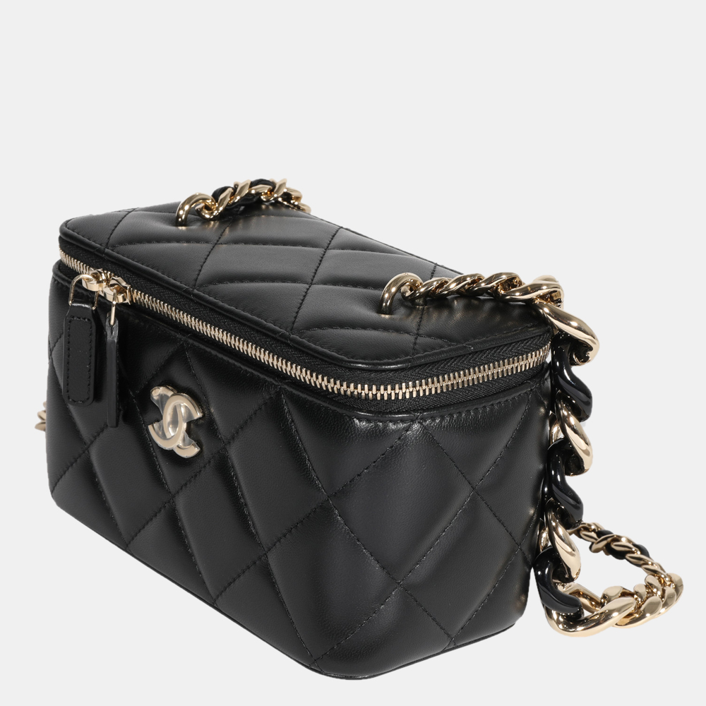 

Chanel Black Quilted Lambskin Leather Chain Vanity Shoulder Bag