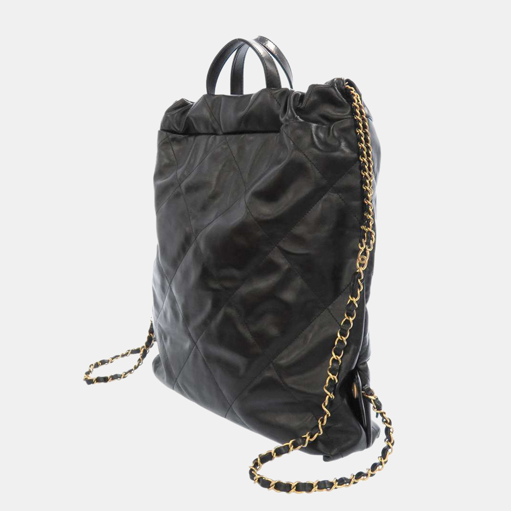 

Chanel Black Leather Quilted 22 Backpack
