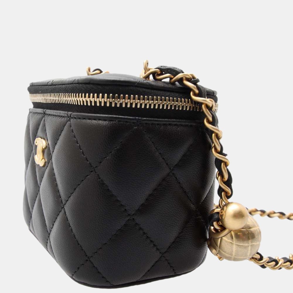 

Chanel Black Lambskin Leather Mini Vanity Bag
