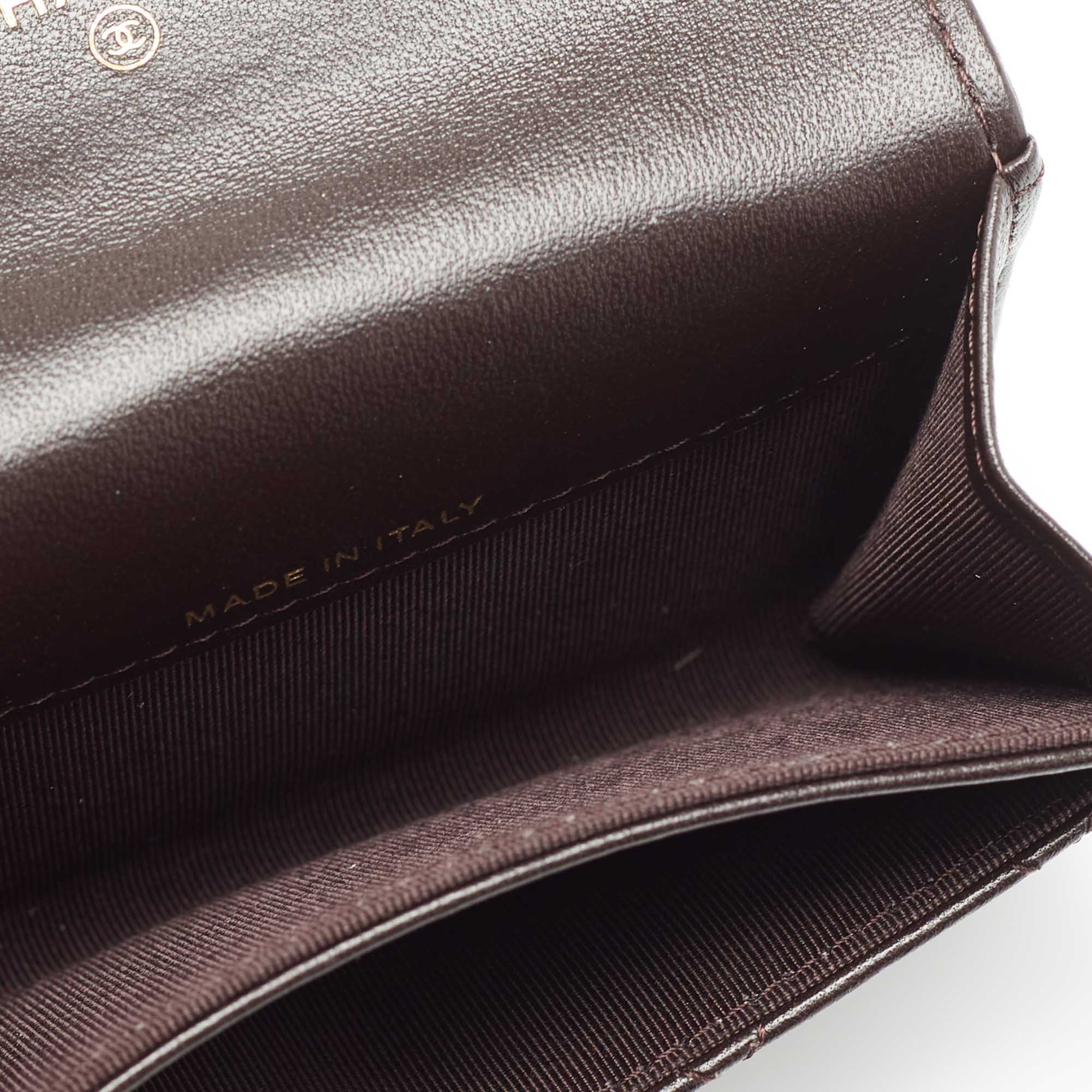 

Chanel Dark Brown Quilted Leather CC Classic Flap Card Case