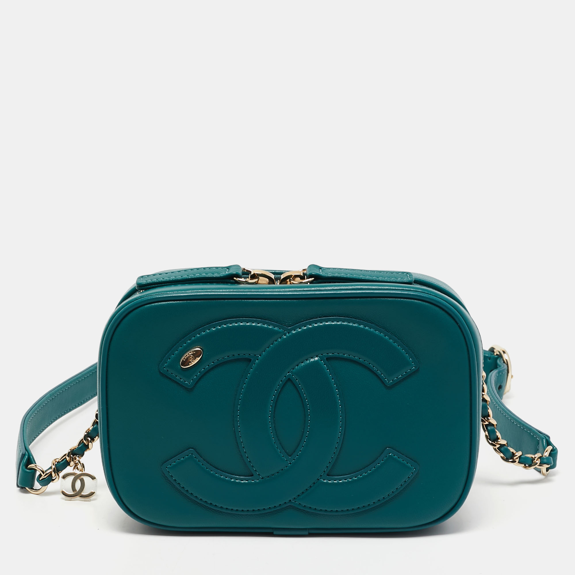Pre-owned Chanel Green Leather Cc Mania Waist Bag